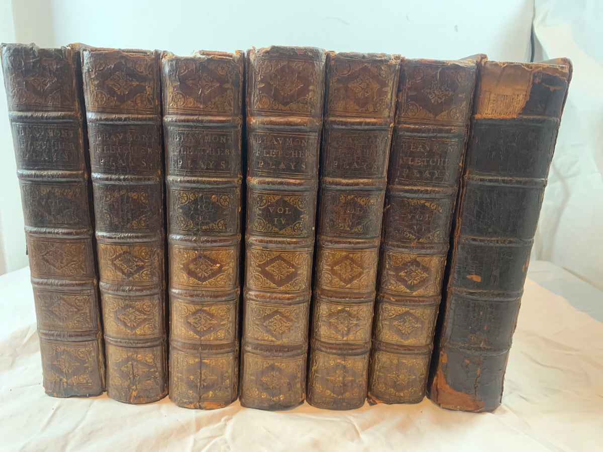 1st Octavo Ed 1711 Beaumont & Fletcher 7 Vol Works Set W/ Copper Engraved Plates