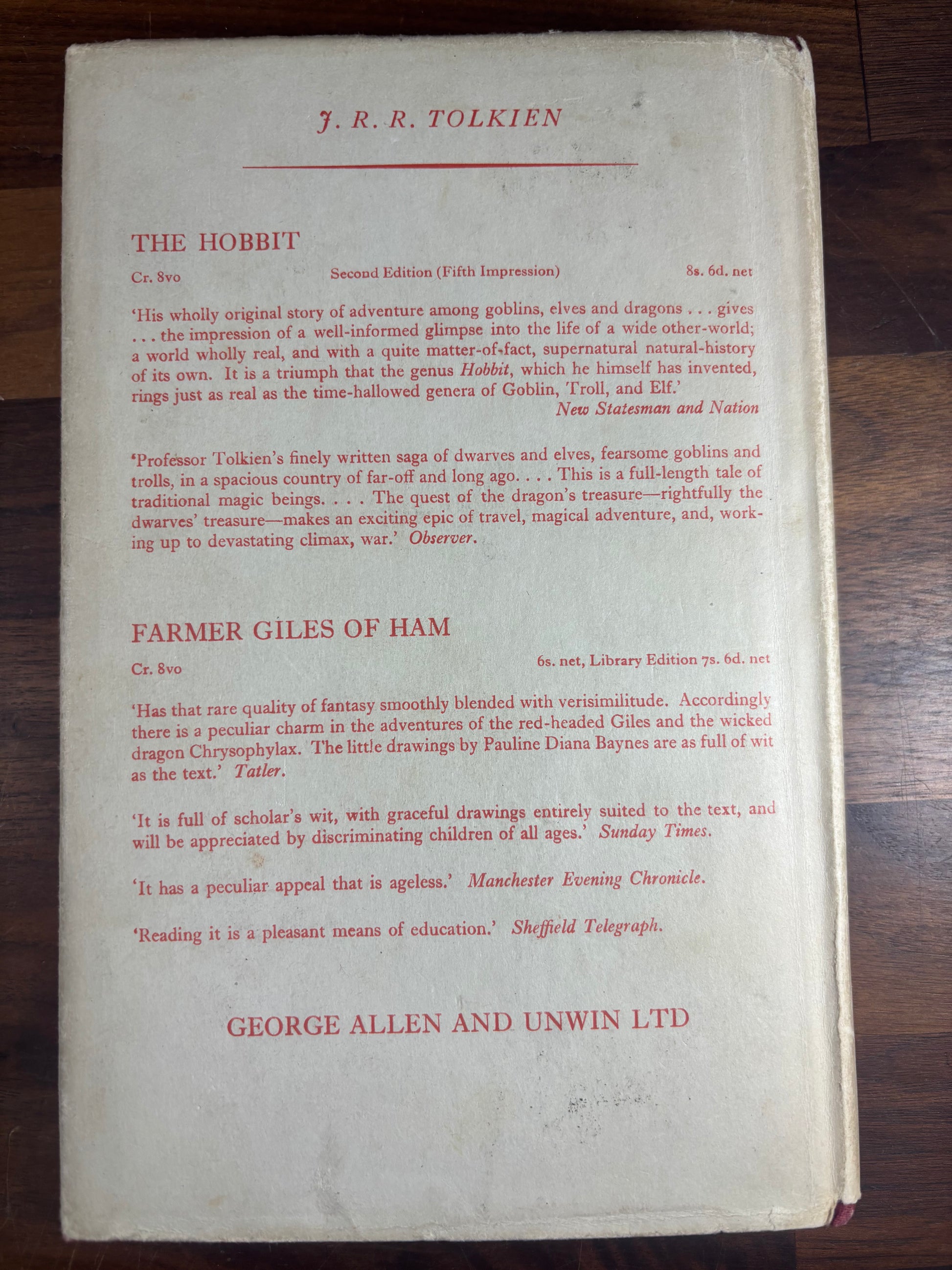 The back of the book titled "The Two Towers"