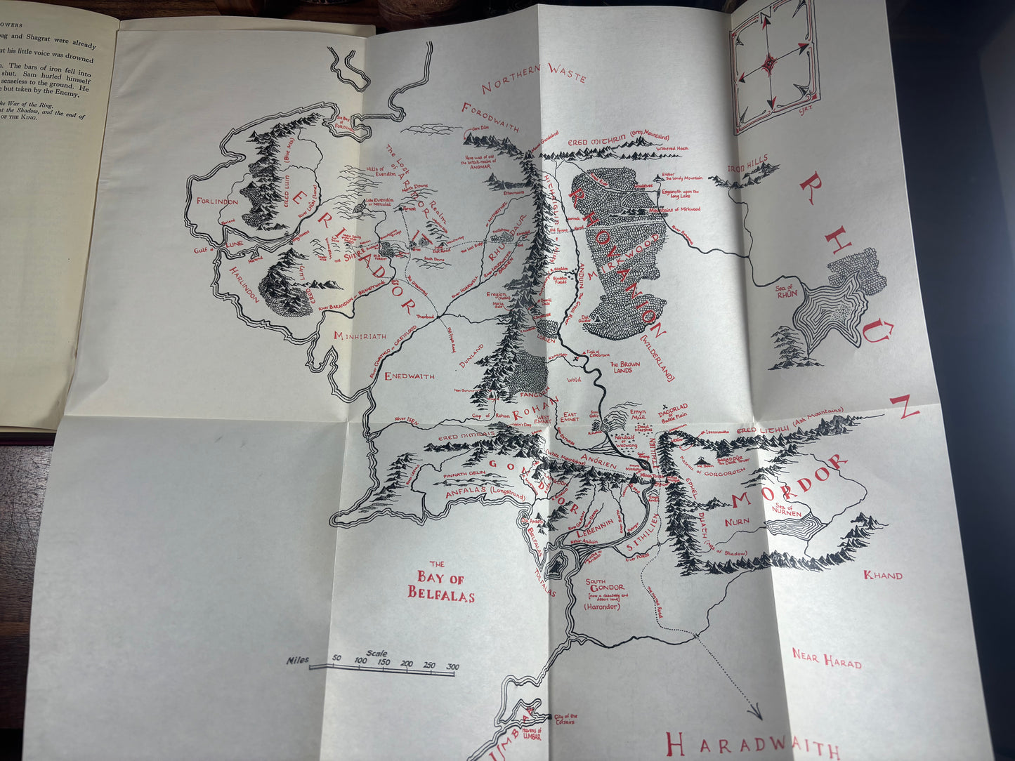 Folded map of the Middle Earth inside of the book "The Two Towers"
