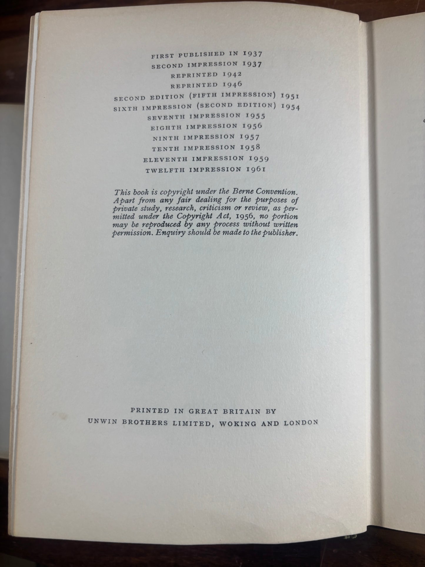 Second Edition, 12th Impression Hobbit by J.R.R. Tolkien