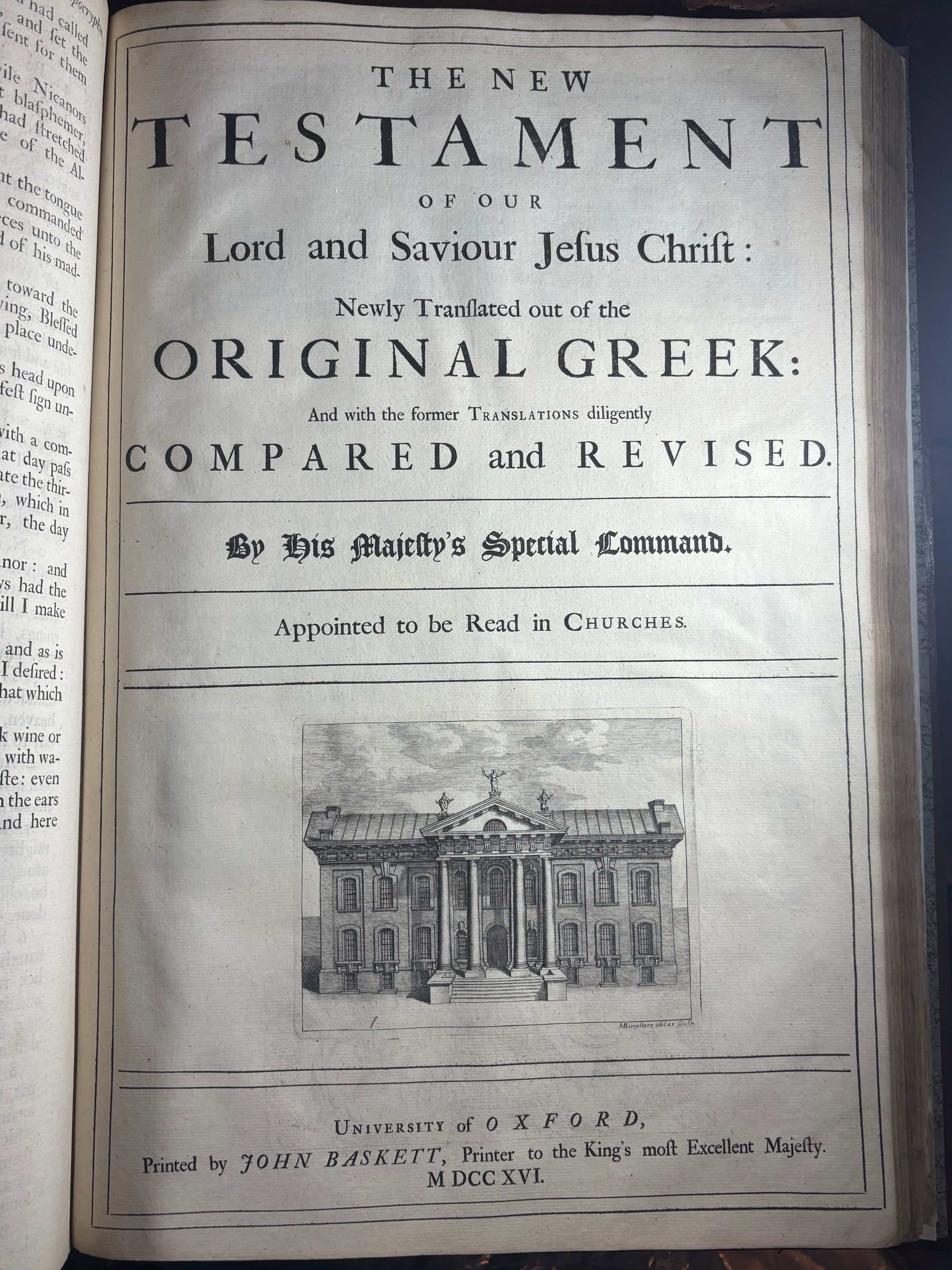 'The New Testament' Title page for the "Vinegar" Bible KJV 1717