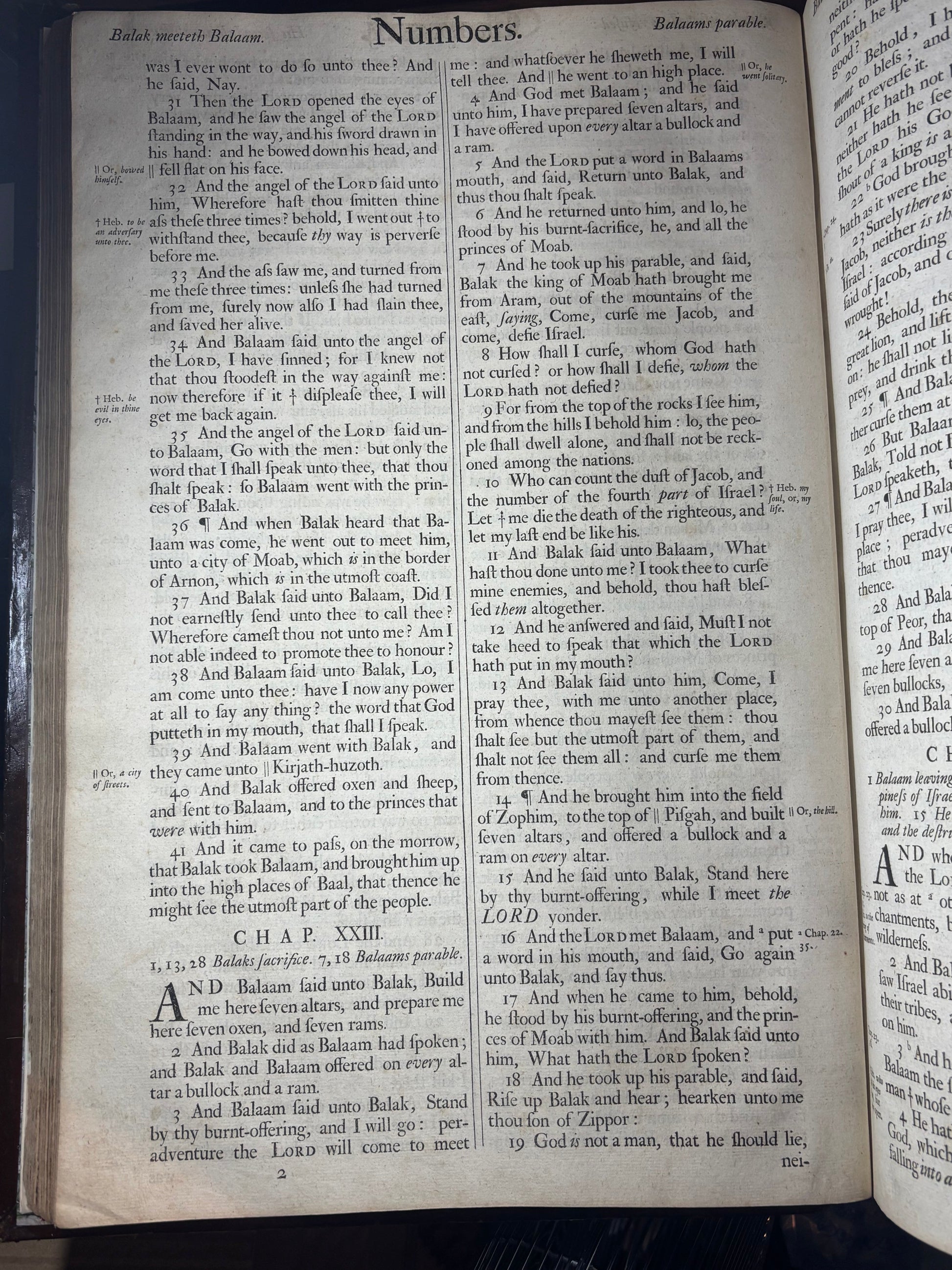 Text from the book of Numbers, inside of the "Vinegar" Bible.