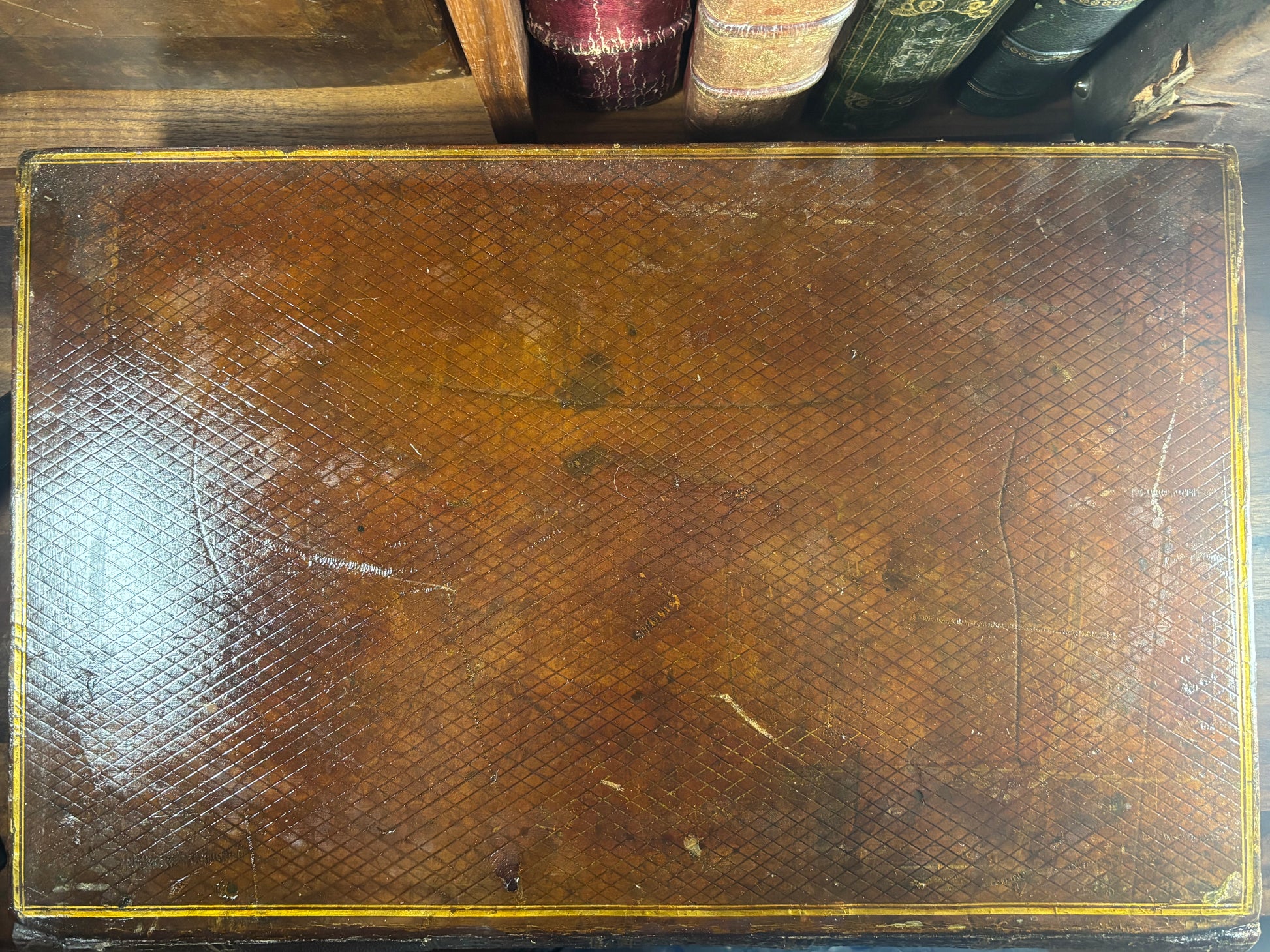 Vintage leather-bound book with a textured cover