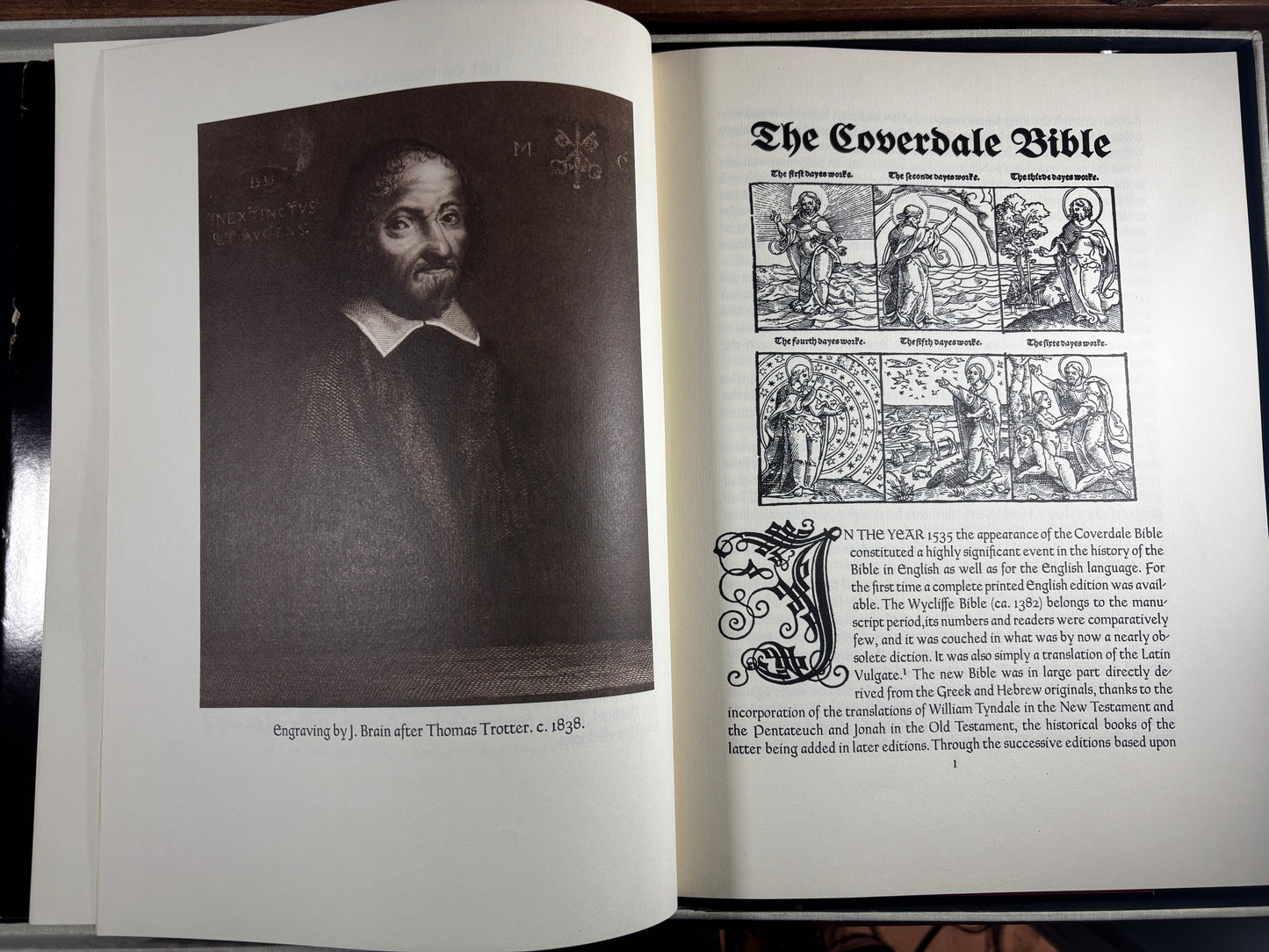 1535 Coverdale Bible Leaf W/ California Book Club Presentation Folio NO.145/450