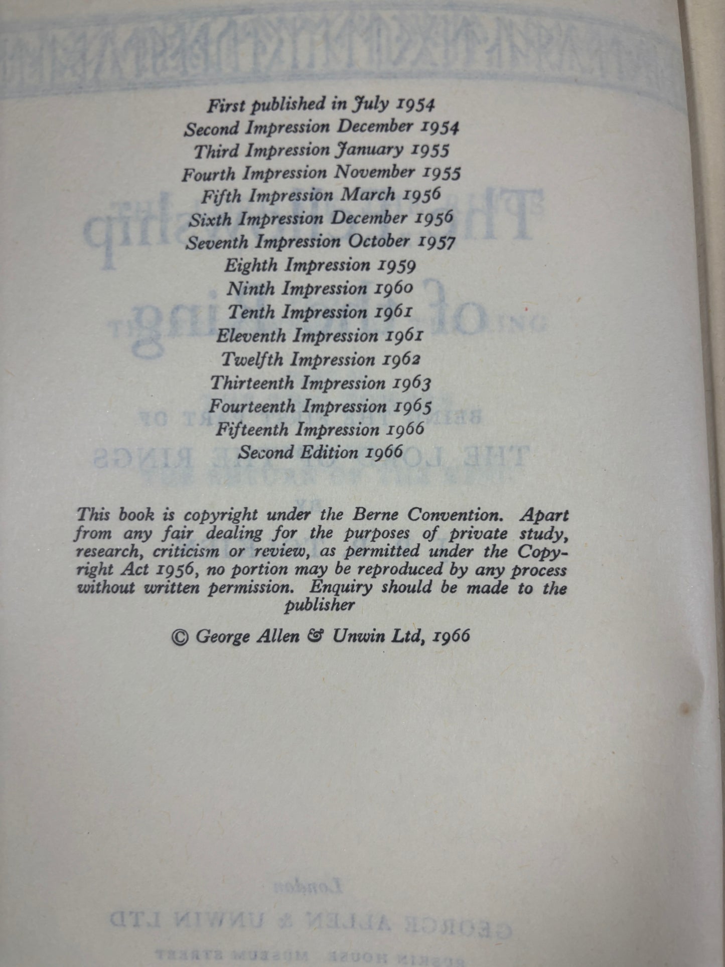 Share J.R.R. Tolkien The Lord of the Rings 2nd Ed: 1st, 3rd and 4th Impressions