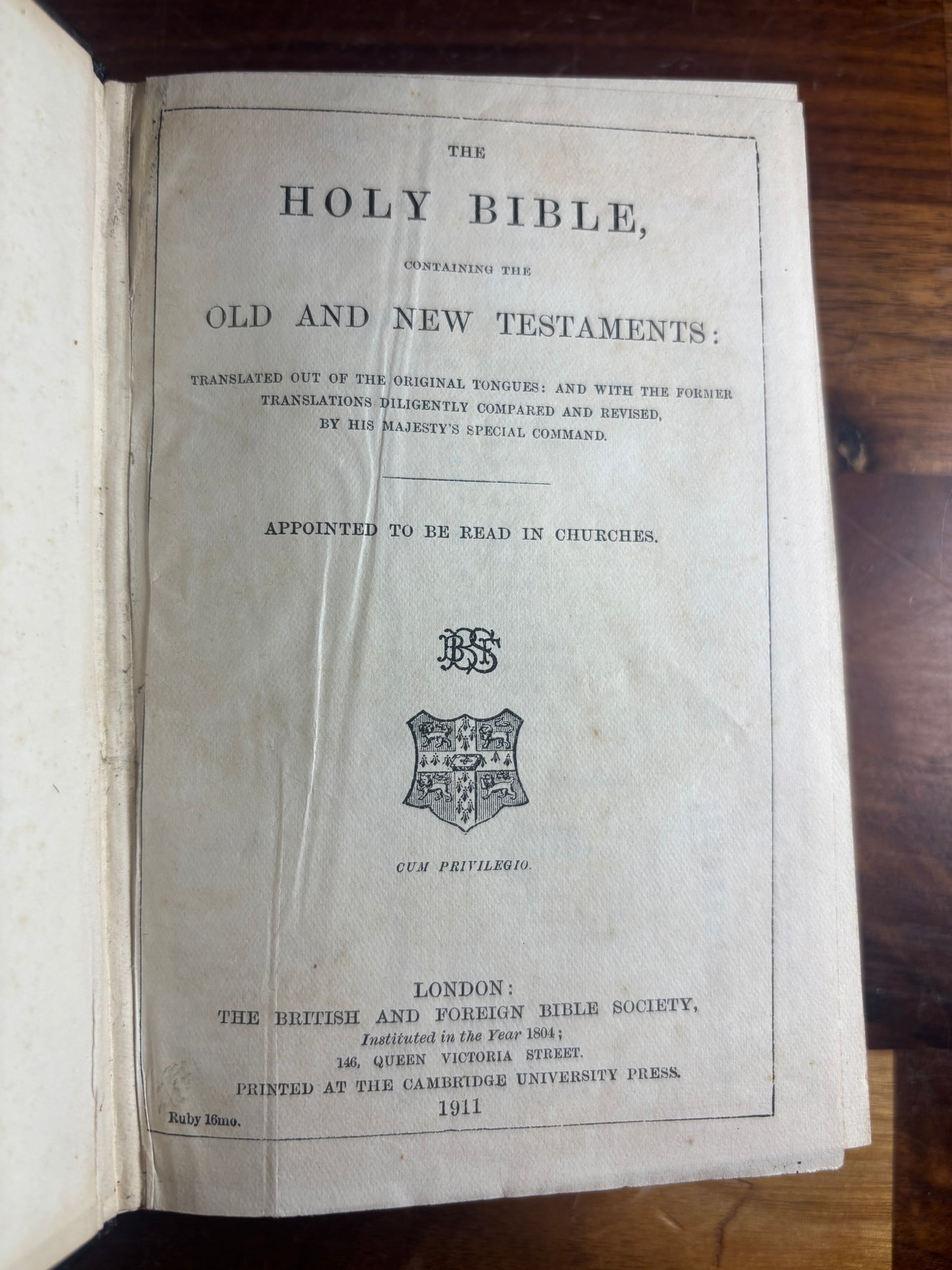 1911 KJV Pocket Bible With Wooden Cover