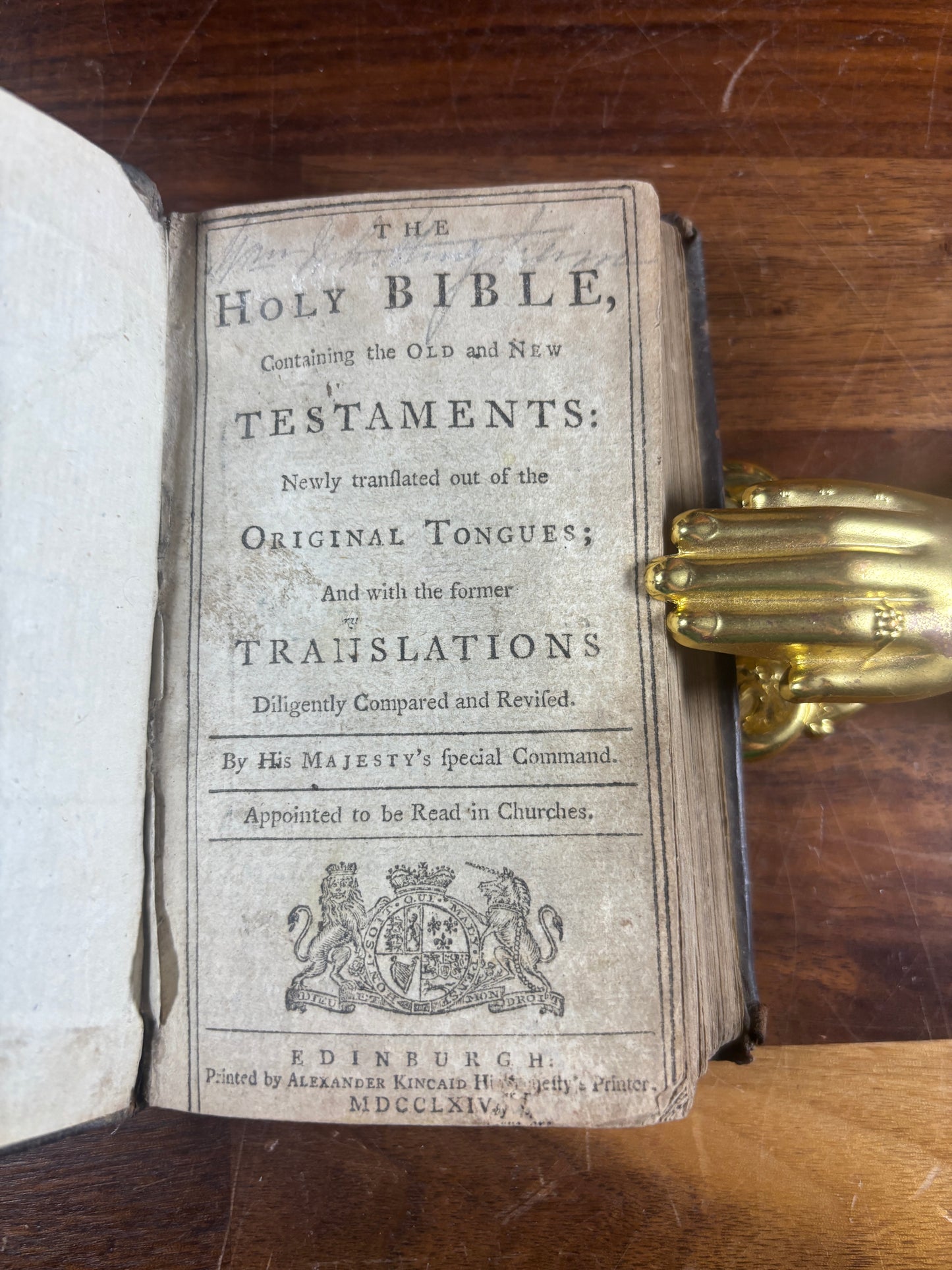 Pocket KJV Bible Dated 1764 w/ inscriptions, volume 1 of 2