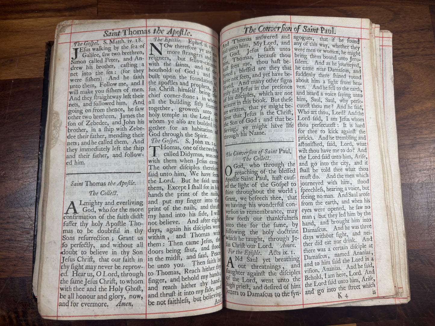 Book Of Common Prayer & Book Of Psalms Printed 1729 Red-Ruled