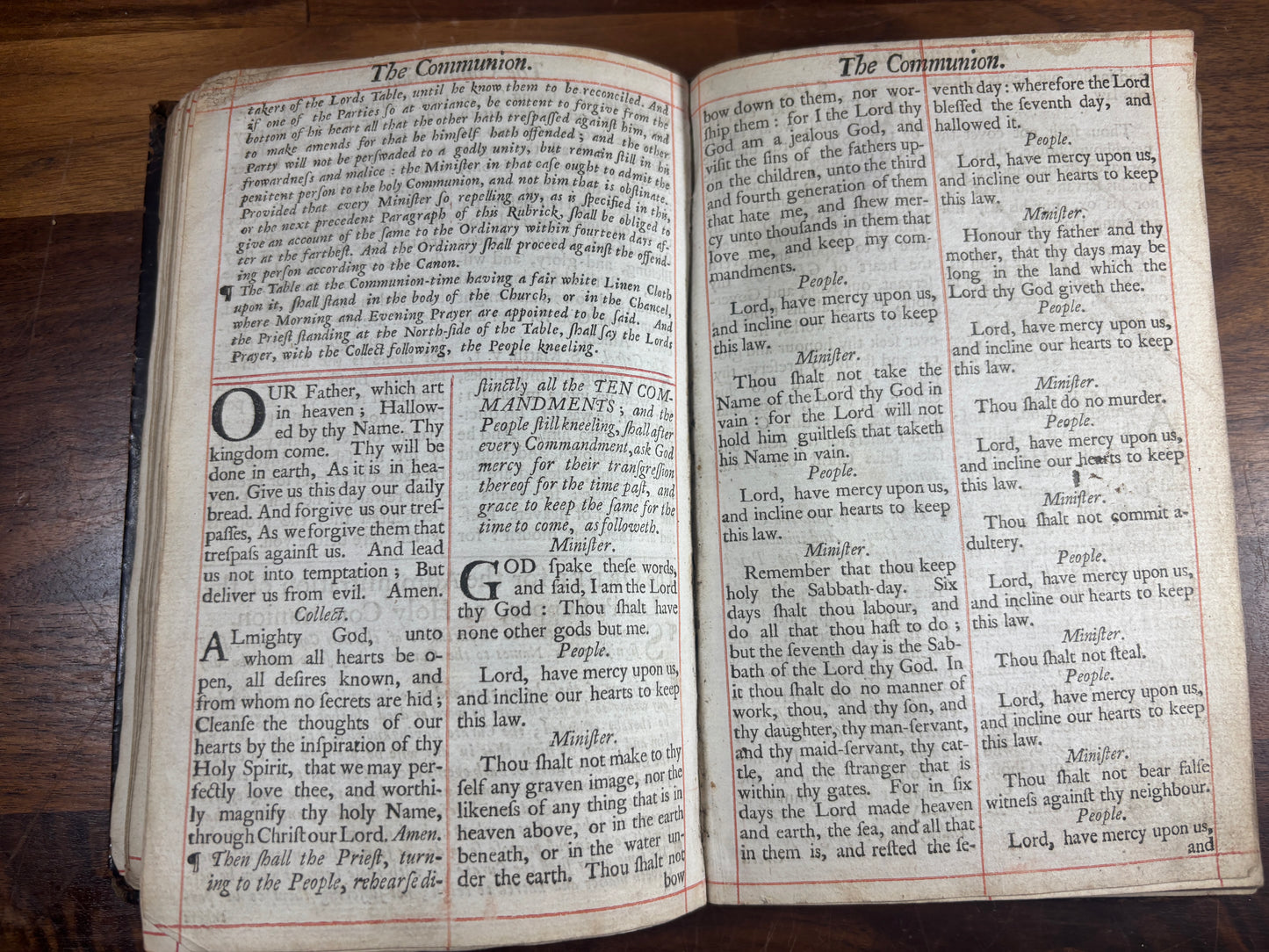 Book Of Common Prayer & Book Of Psalms Printed 1729 Red-Ruled