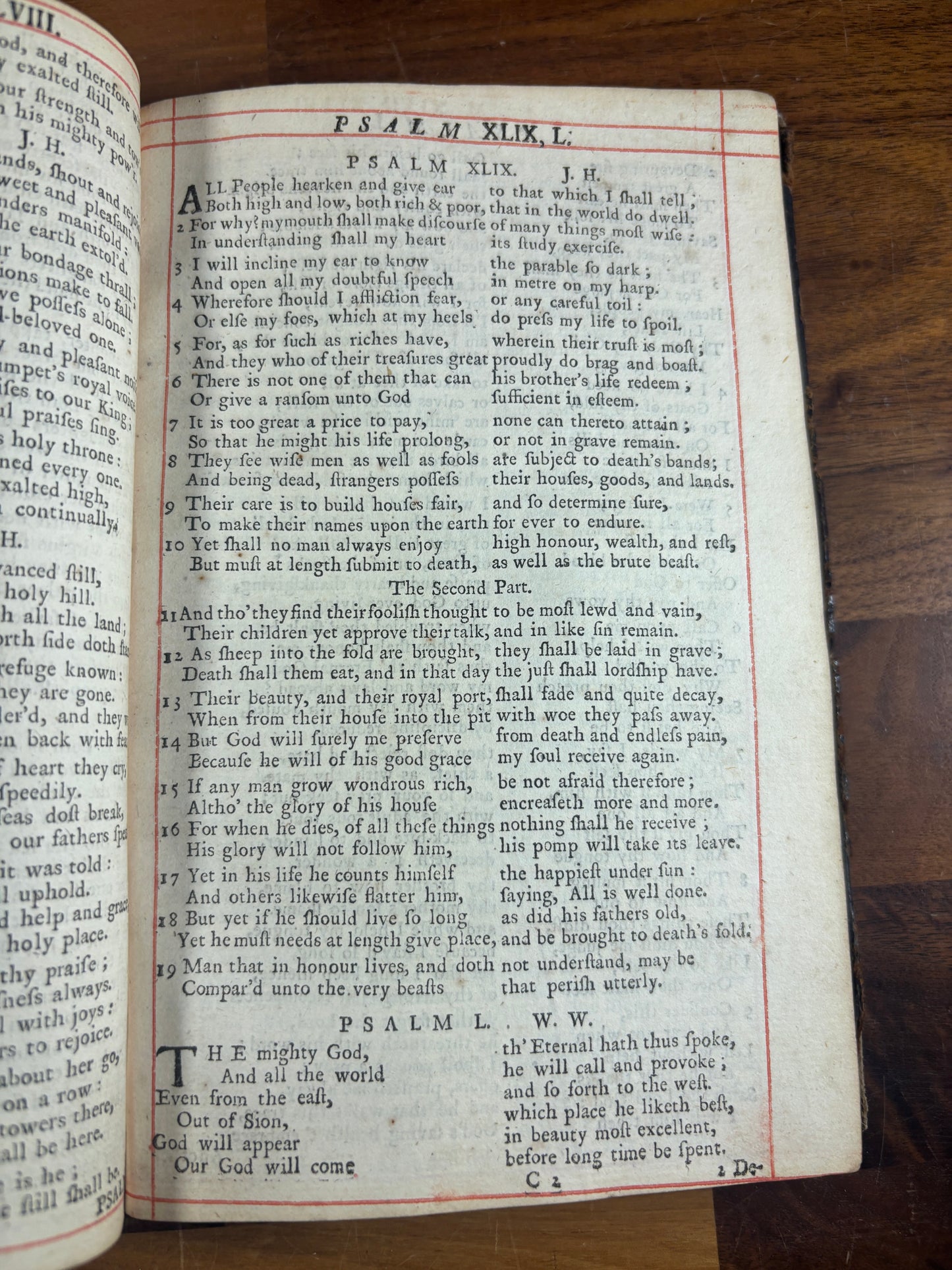 Book Of Common Prayer & Book Of Psalms Printed 1729 Red-Ruled