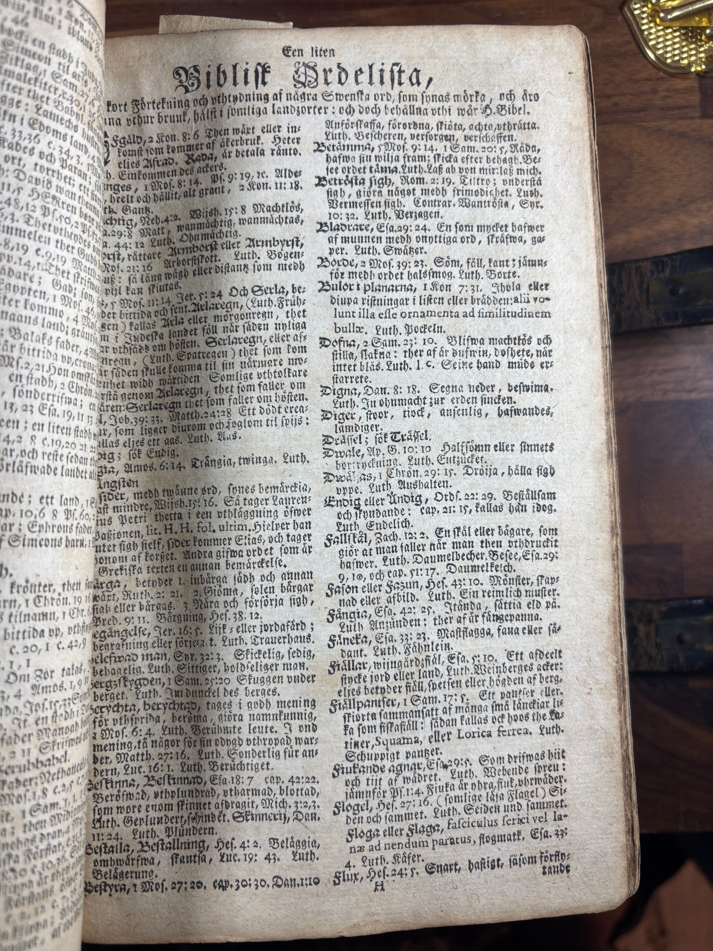 1729 Swedish Bible W/ Brass Clasps, Printed 8 Years After The Great Northern War