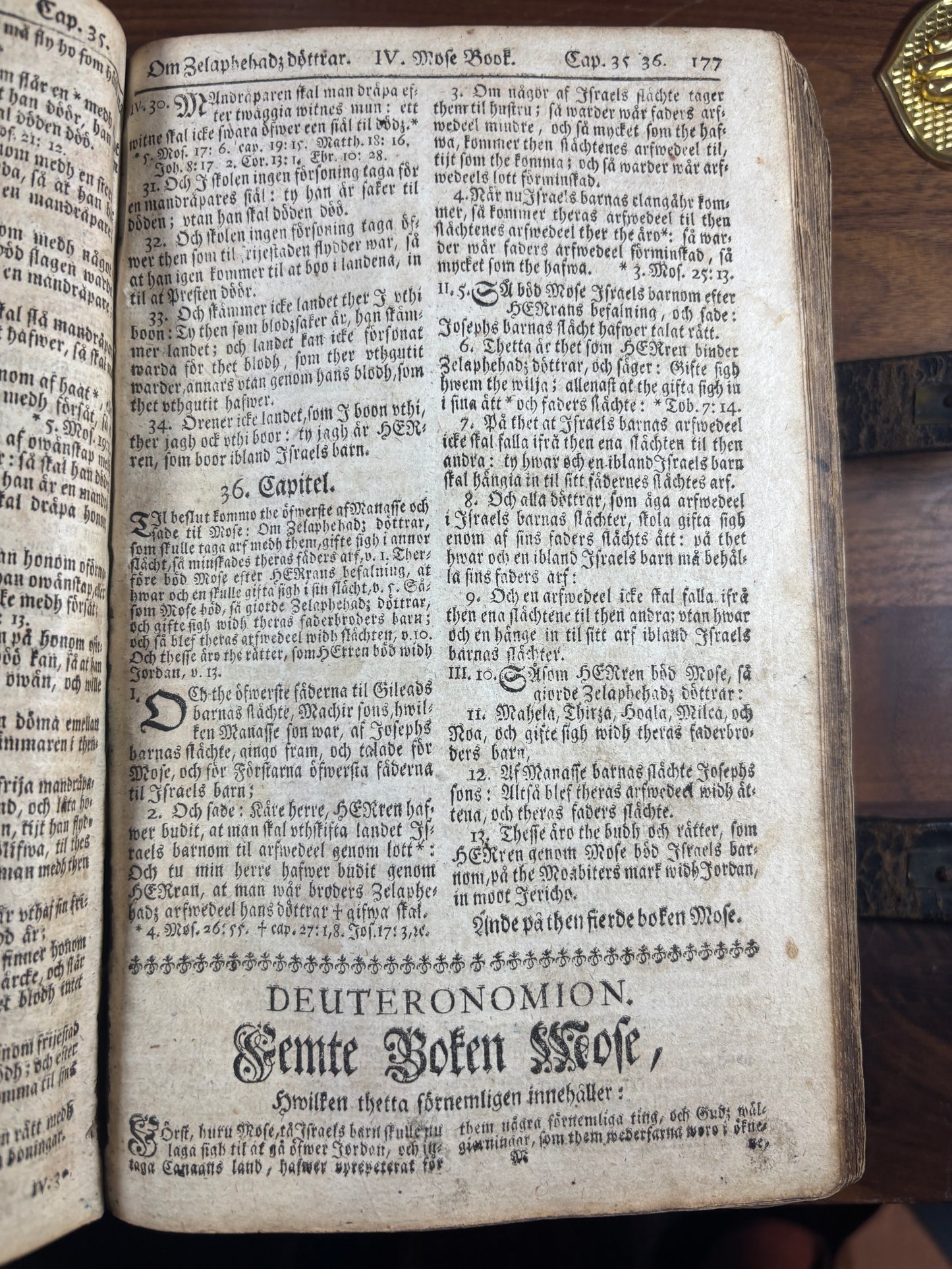 1729 Swedish Bible W/ Brass Clasps, Printed 8 Years After The Great Northern War