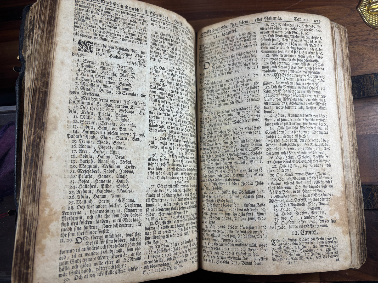 1729 Swedish Bible W/ Brass Clasps, Printed 8 Years After The Great Northern War