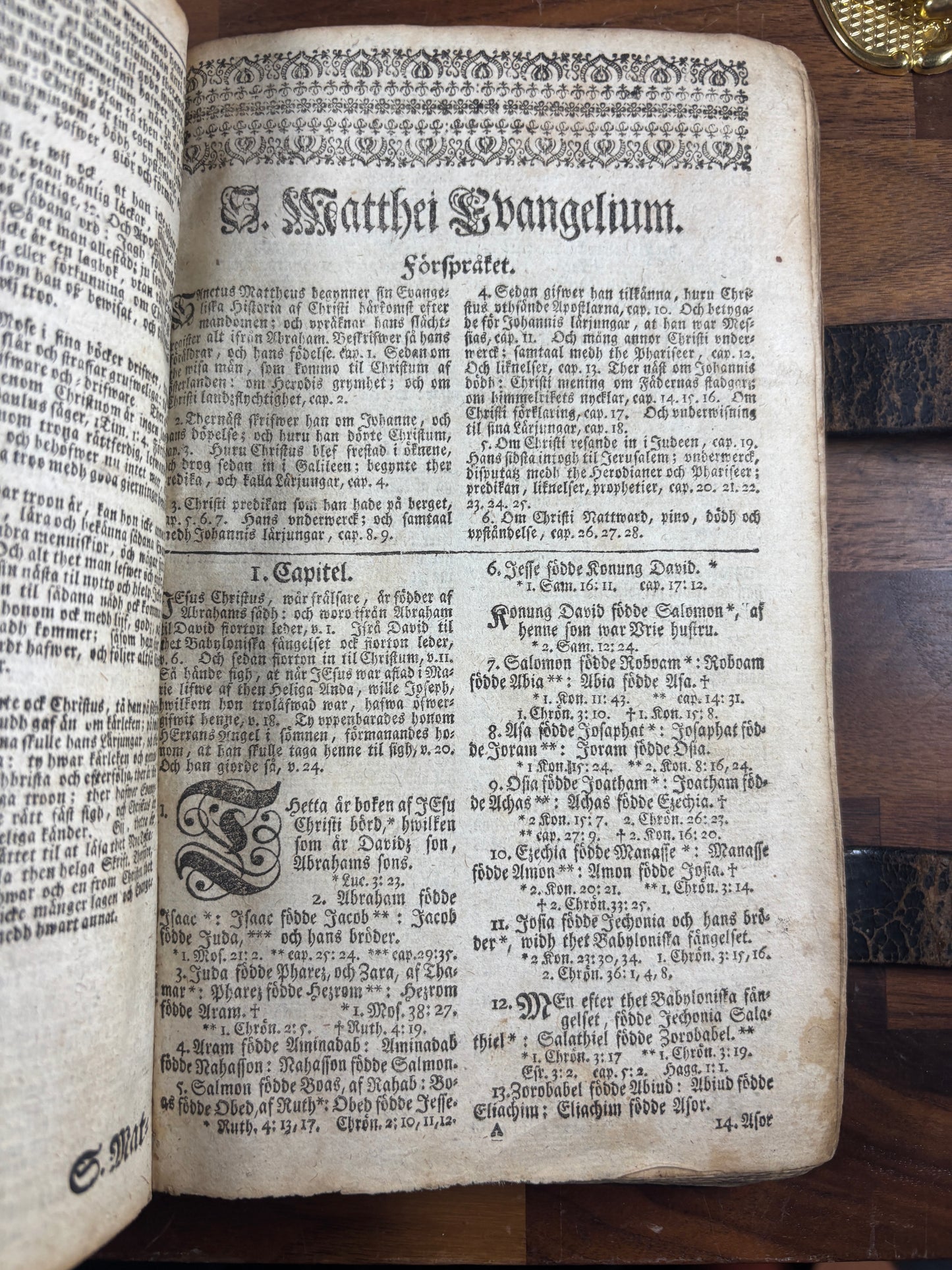 1729 Swedish Bible W/ Brass Clasps, Printed 8 Years After The Great Northern War