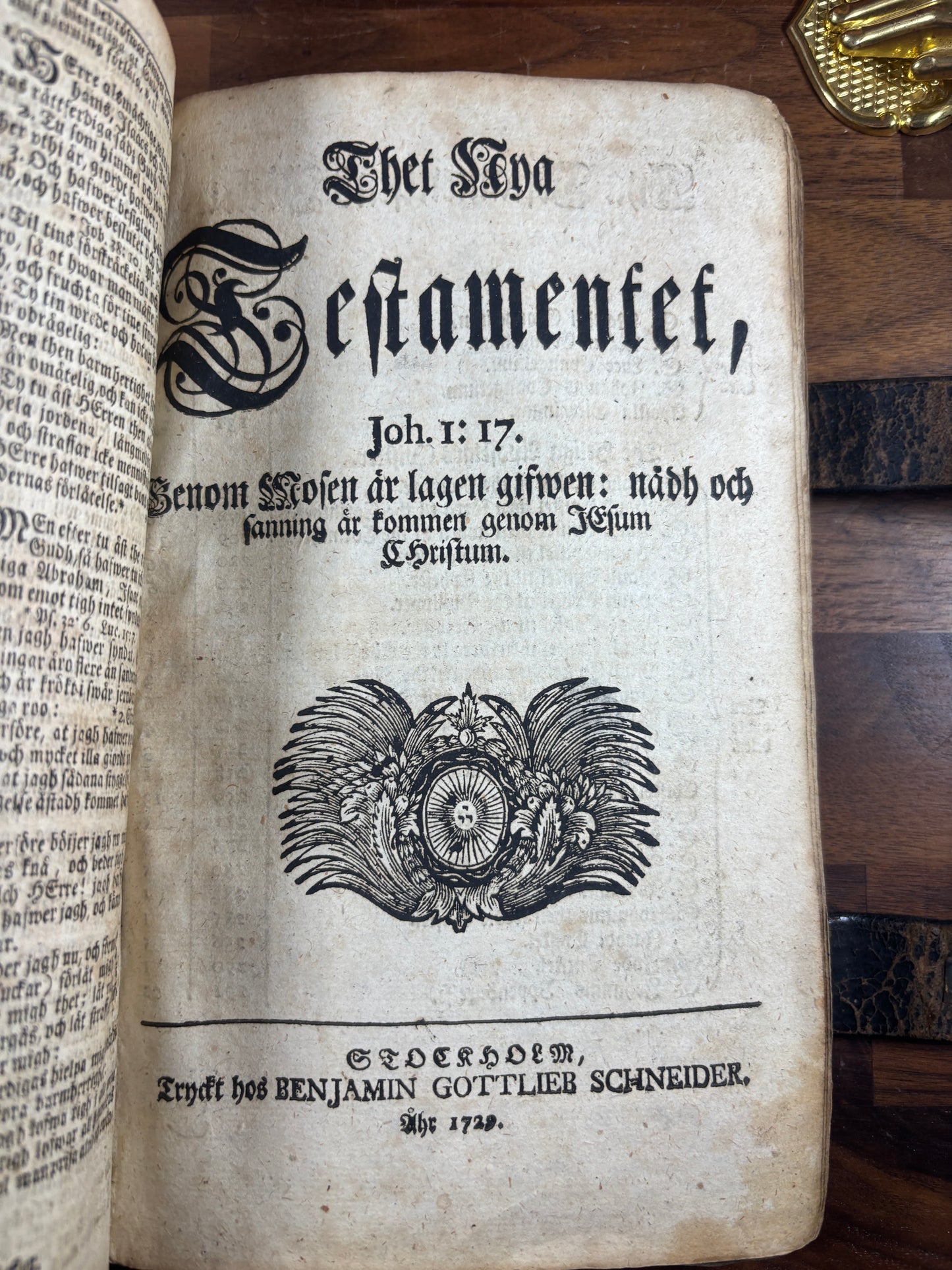 1729 Swedish Bible W/ Brass Clasps, Printed 8 Years After The Great Northern War