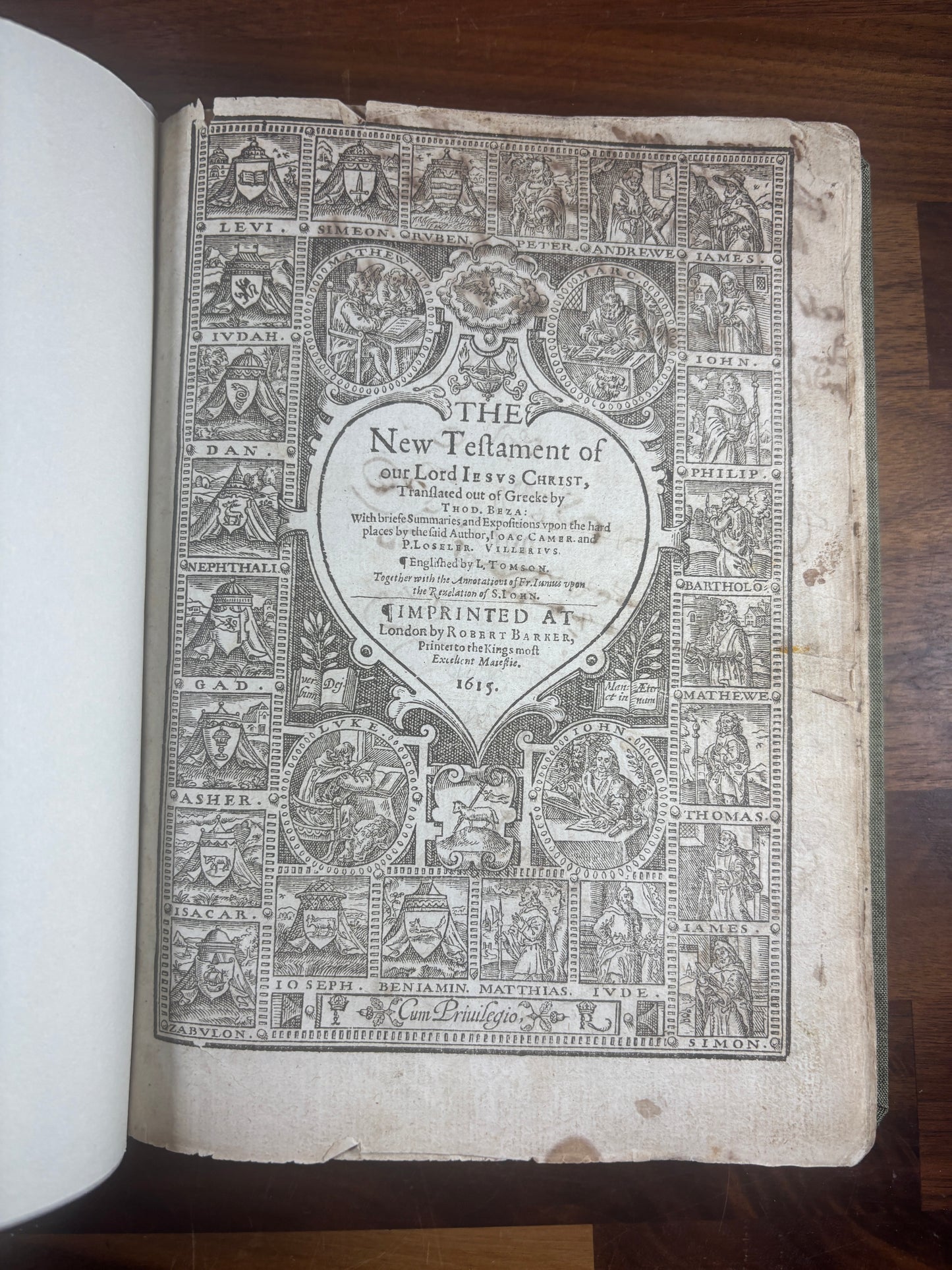 Geneva 1615 New Testament and Apocrypha, W/ Map and Inscriptions