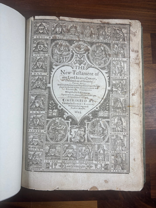 Geneva 1615 New Testament and Apocrypha, W/ Map and Inscriptions