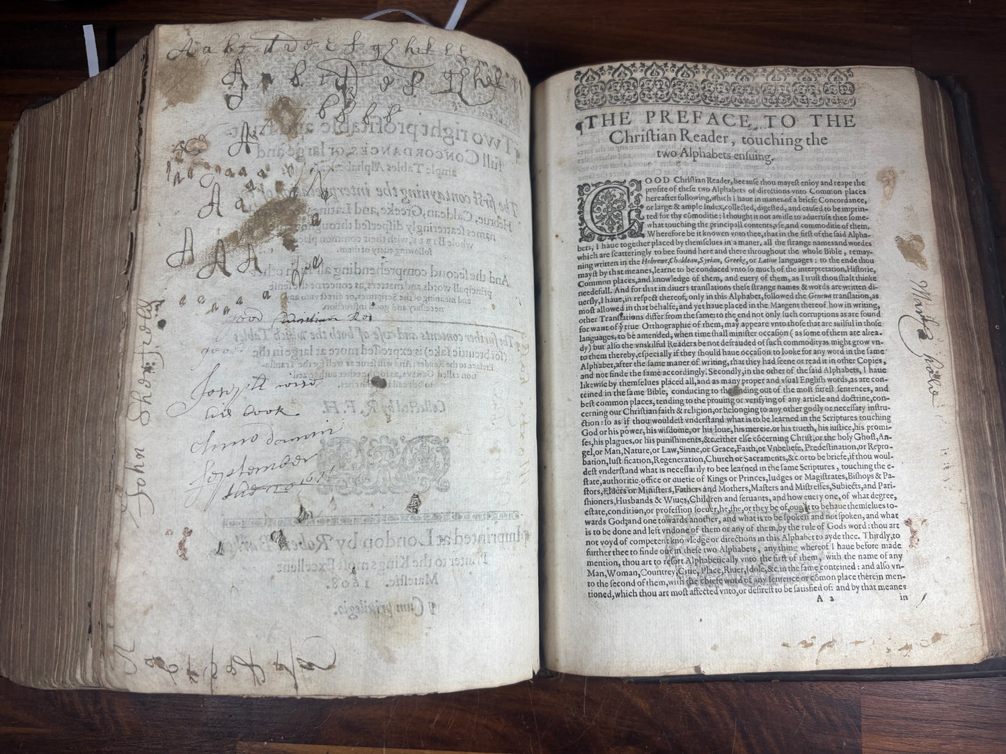1608 Geneva Bible W/ Blind-Tooled Calf Binding, Bound W/ 1634 Psalter