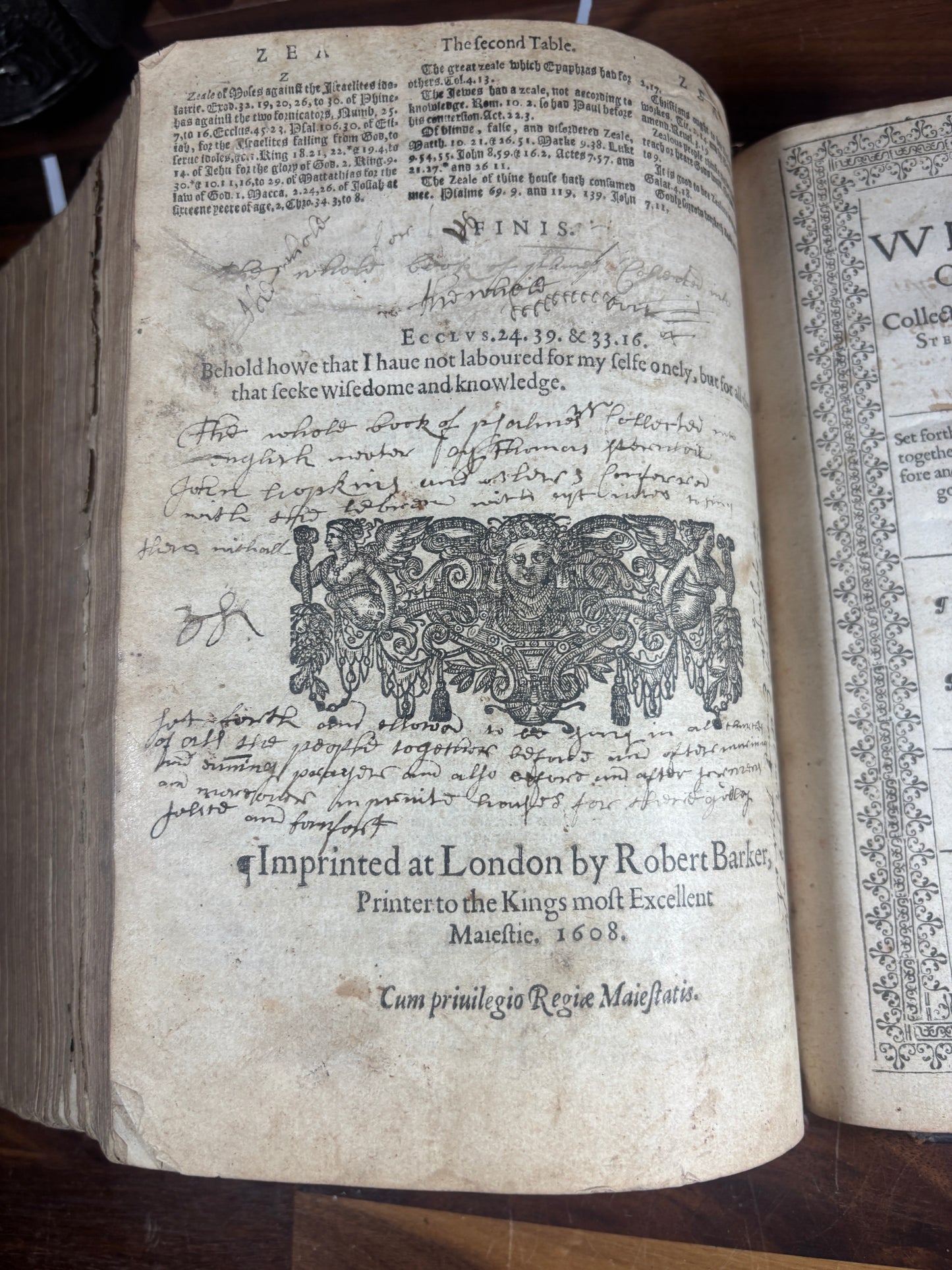 1608 Geneva Bible W/ Blind-Tooled Calf Binding, Bound W/ 1634 Psalter