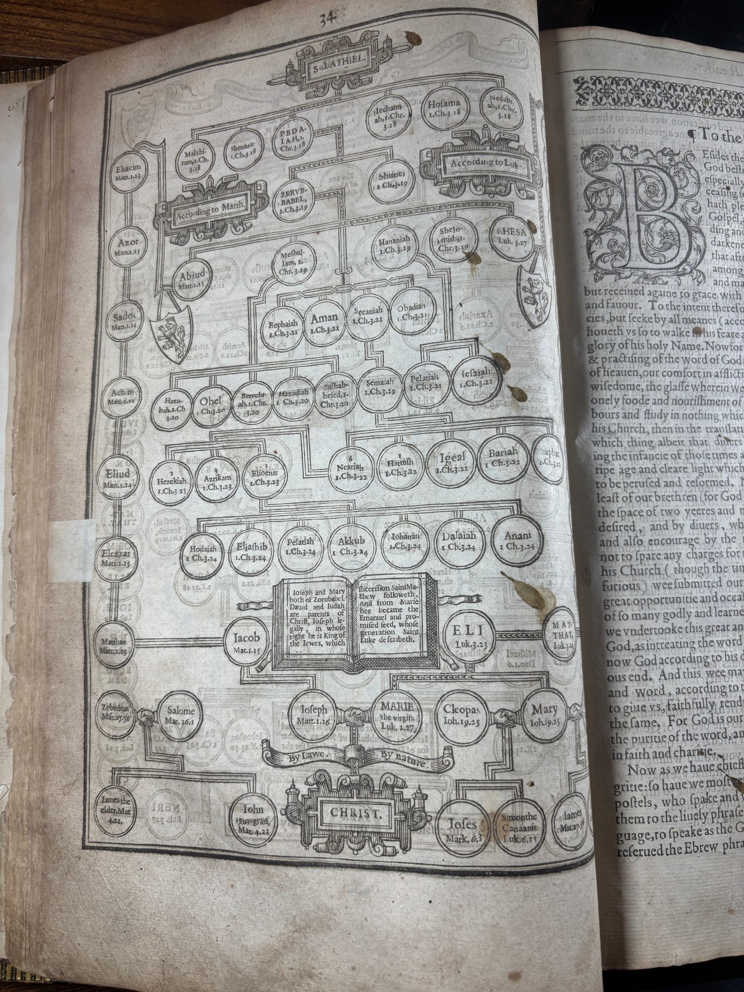 1616 Geneva "Breeches" Bible Folio, Herbert 348, Genealogies & Woodcut Prints