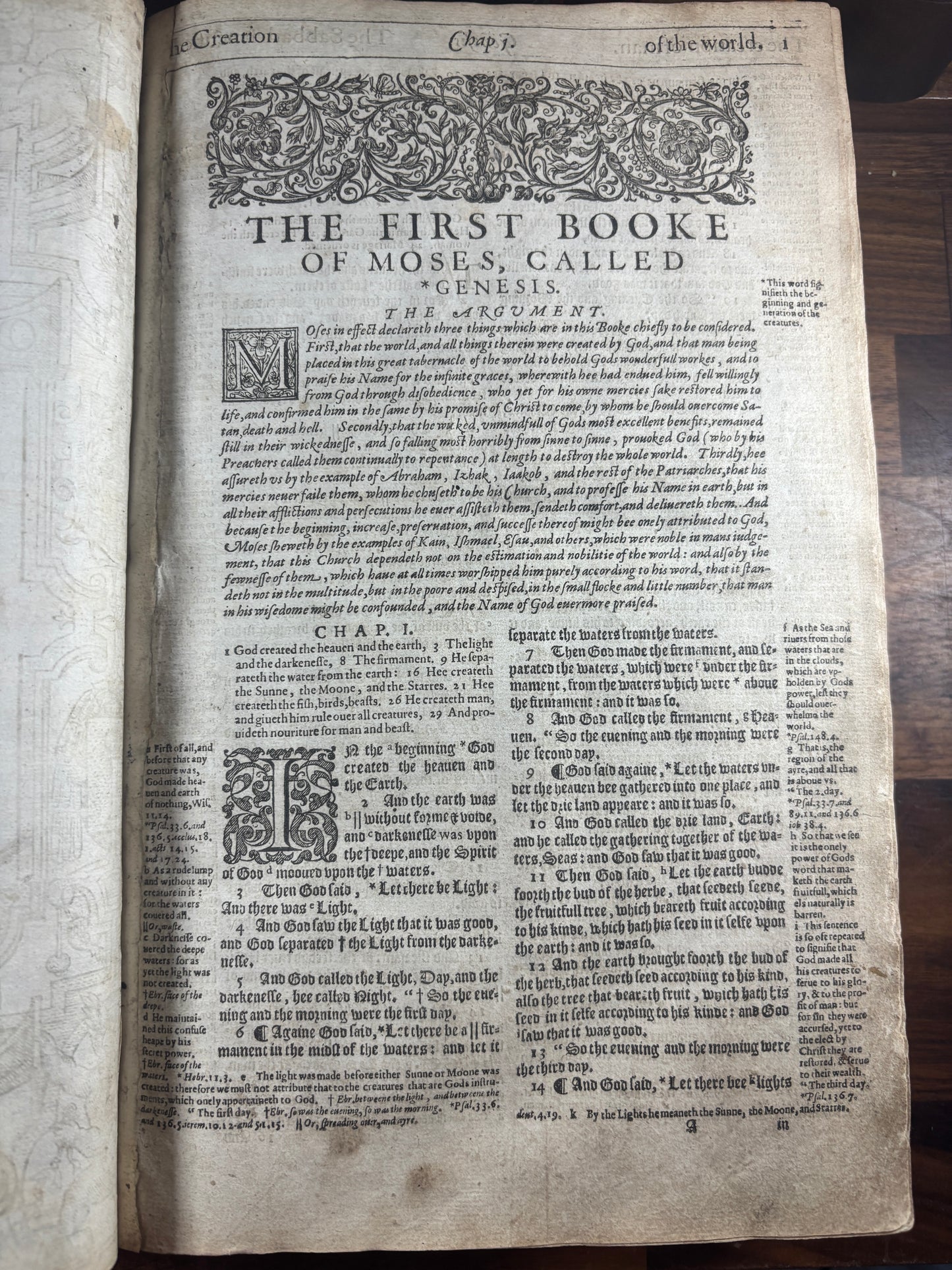 1616 Geneva "Breeches" Bible Folio, Herbert 348, Genealogies & Woodcut Prints