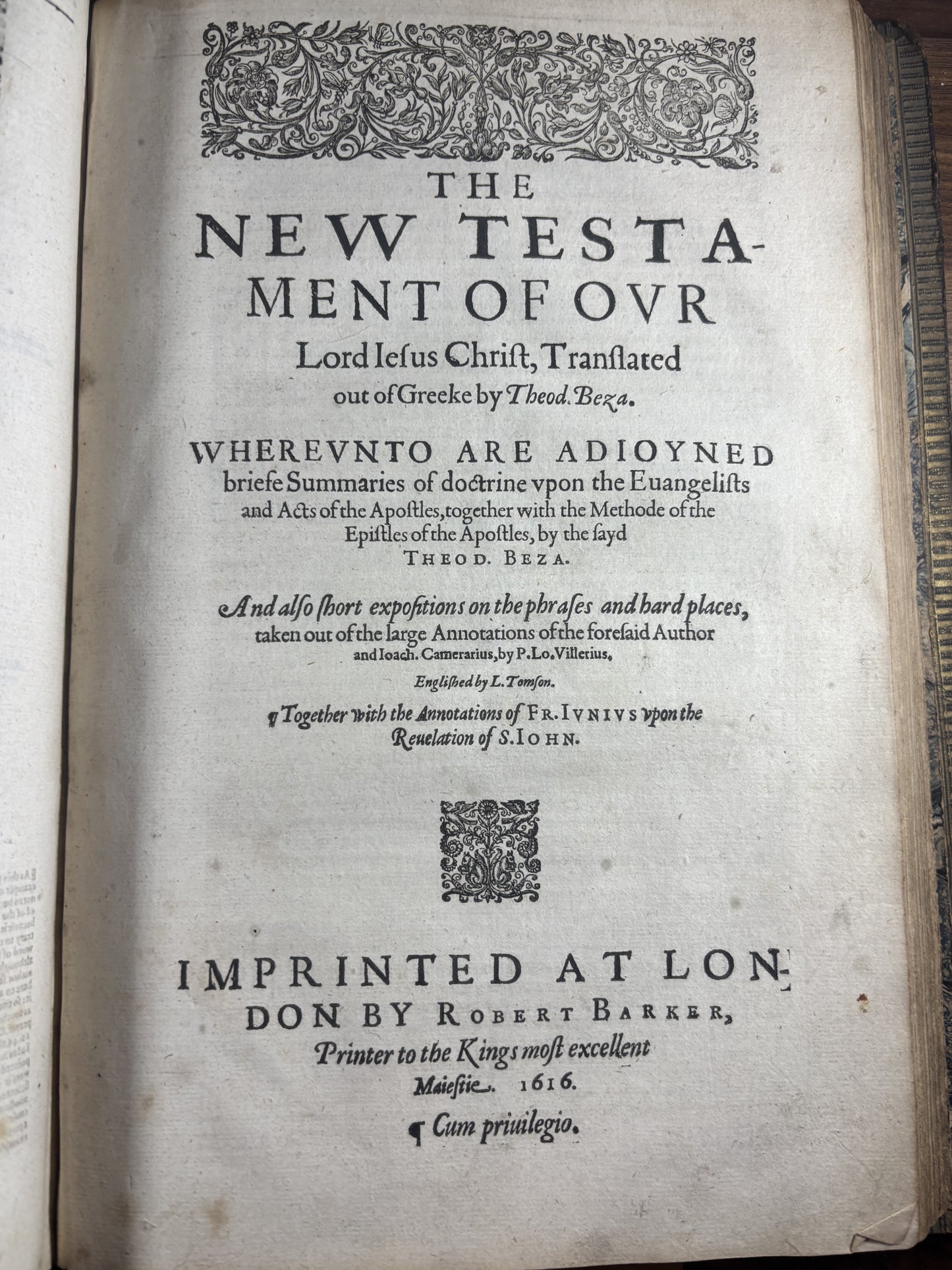 1616 Geneva "Breeches" Bible Folio, Herbert 348, Genealogies & Woodcut Prints