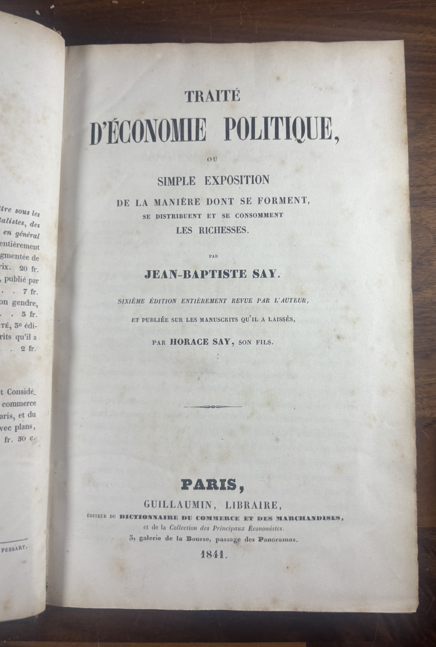 Jean-Baptiste Say, Cours Complet & Traité d’Économie Politique 1840–1841