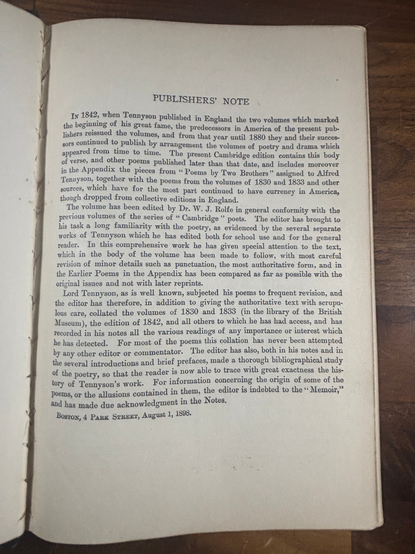 1898 First Cambeidge Edition of The Poetic and Dramatic Works of Alfred Lord Tennyson