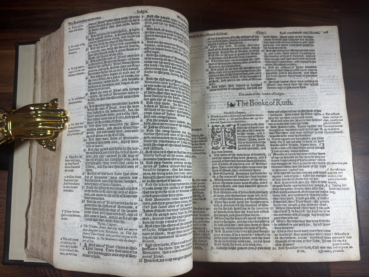 1584 Bishops' Bible Quarto, Christopher Barker, Elizabethan Bible with Psalter