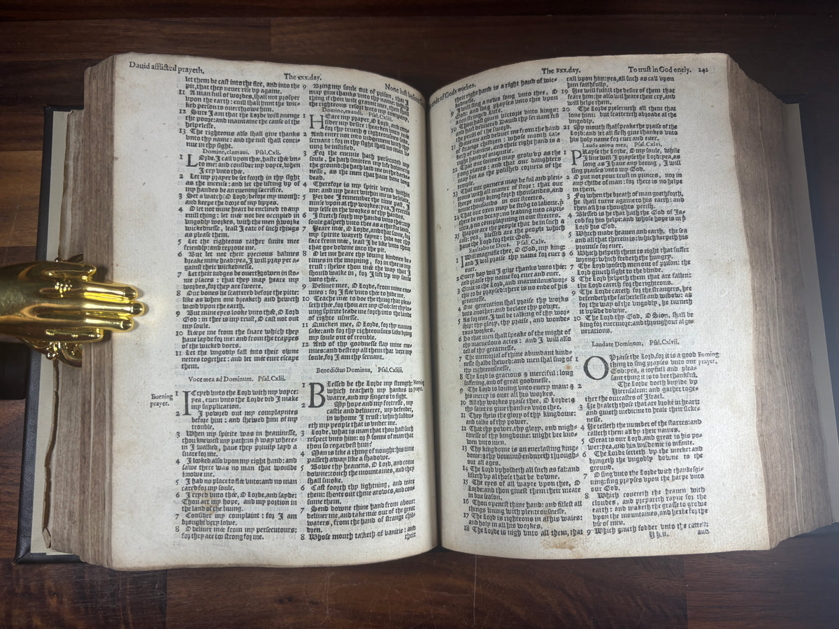 1584 Bishops' Bible Quarto, Christopher Barker, Elizabethan Bible with Psalter