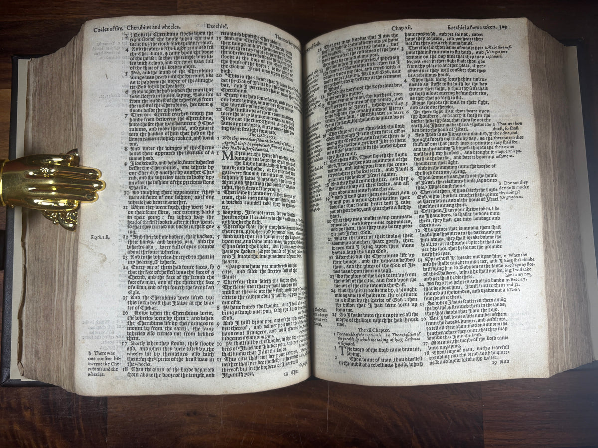 1584 Bishops' Bible Quarto, Christopher Barker, Elizabethan Bible with Psalter