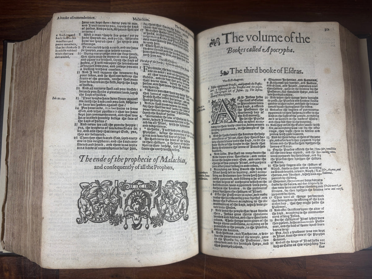 1584 Bishops' Bible Quarto, Christopher Barker, Elizabethan Bible with Psalter