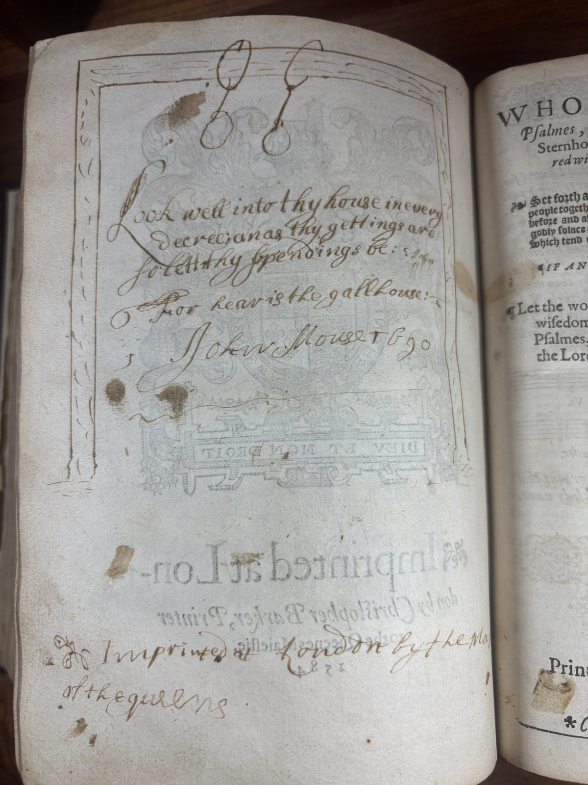 1584 Bishops' Bible Quarto, Christopher Barker, Elizabethan Bible with Psalter