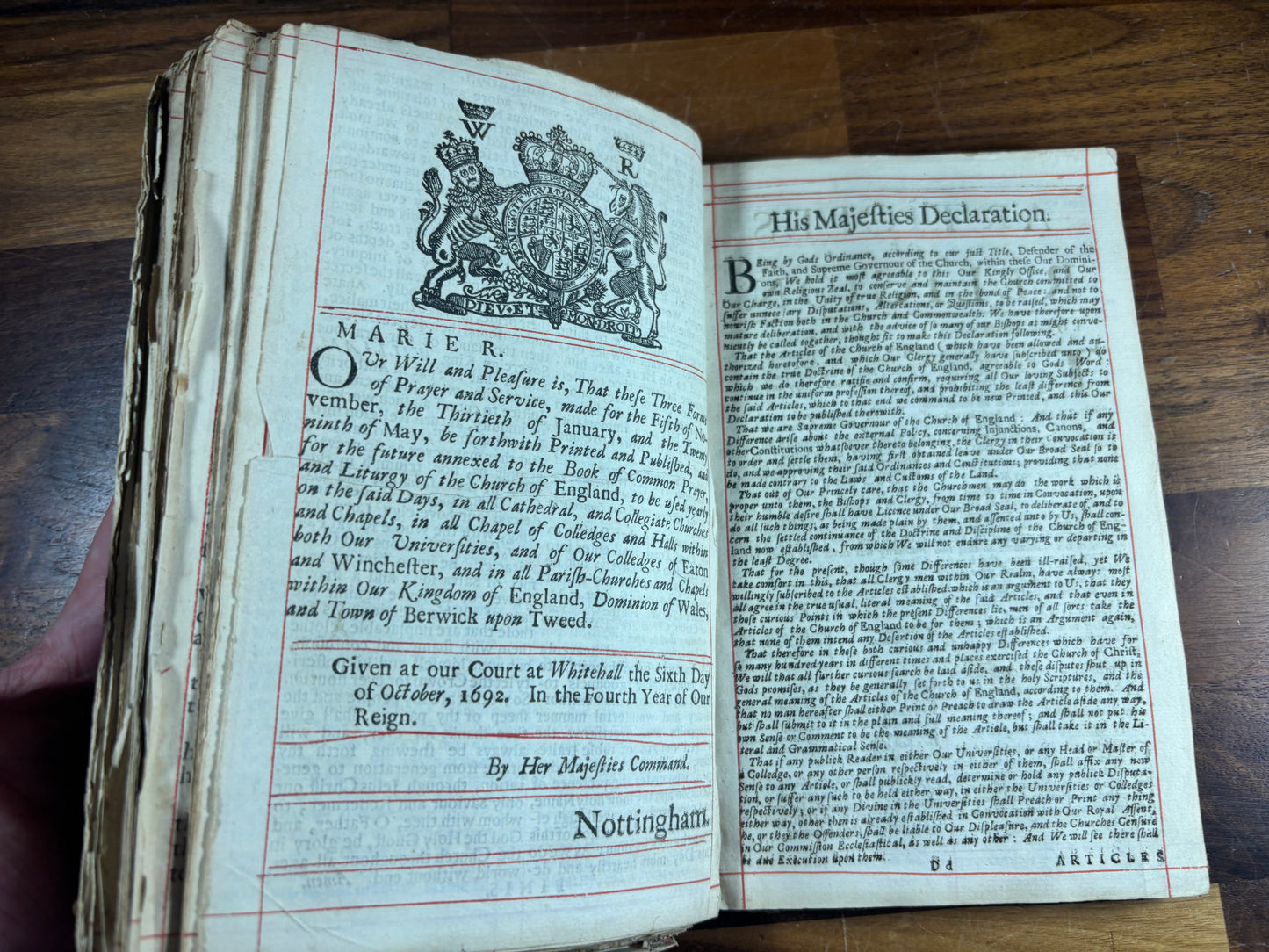 1699 Book of Common Prayer, Red Ruled, Contemporary Tooled Leather