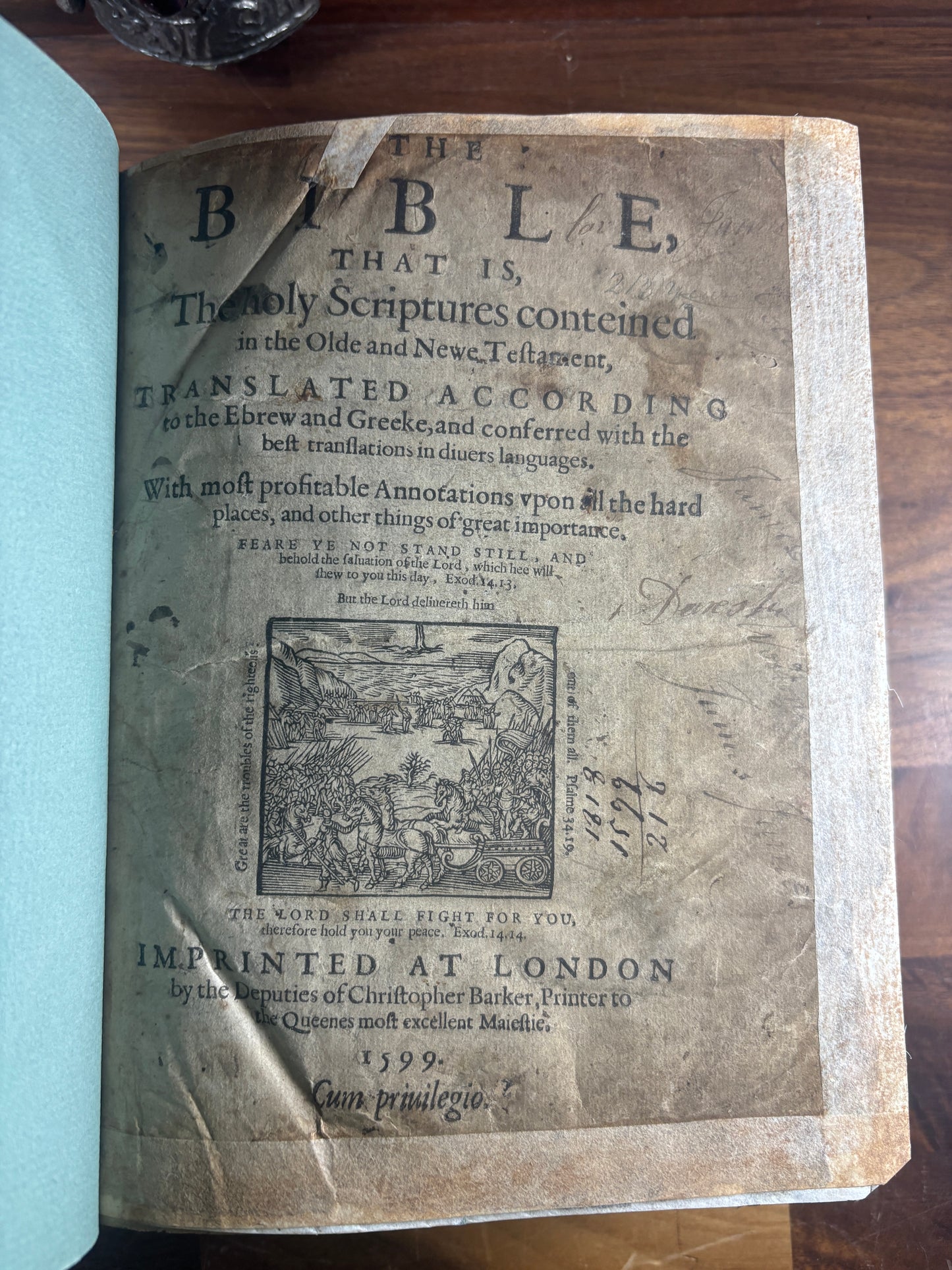 1599 Geneva “Breeches” Bible Herbert 253, Maps, Genealogies, Apocrypha, Psalter & Concordance