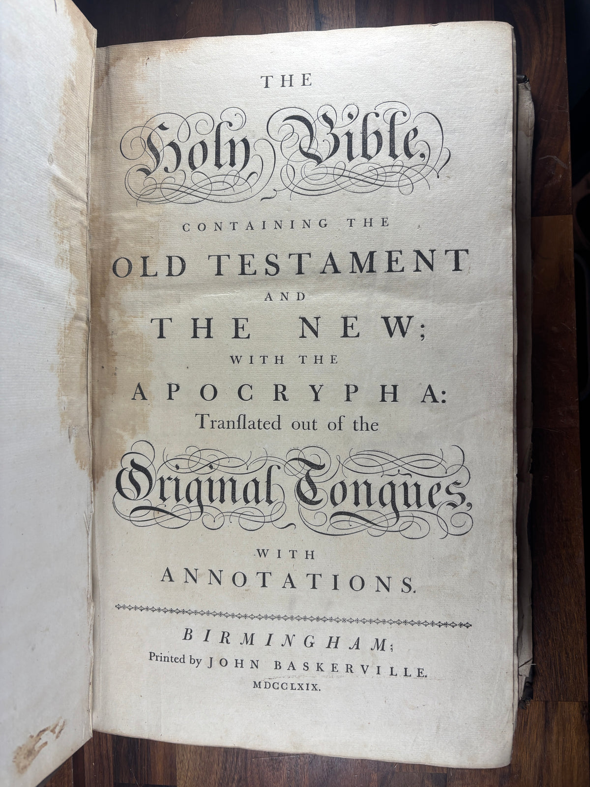 1769–1771 John Baskerville Holy Bible, Birmingham, Complete with 10 Engravings