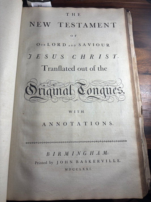 1769–1771 John Baskerville Holy Bible, Birmingham, Complete with 10 Engravings