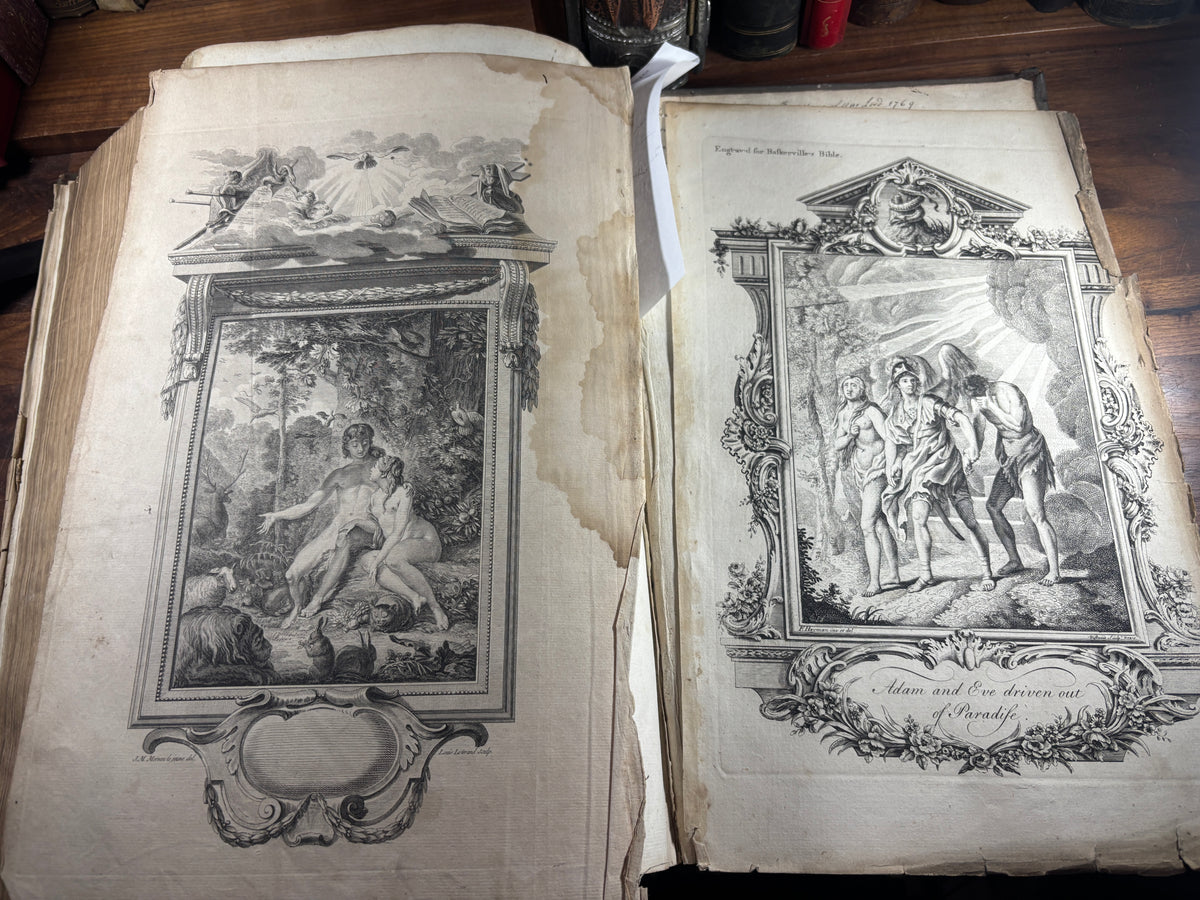 1769–1771 John Baskerville Holy Bible, Birmingham, Complete with 10 Engravings