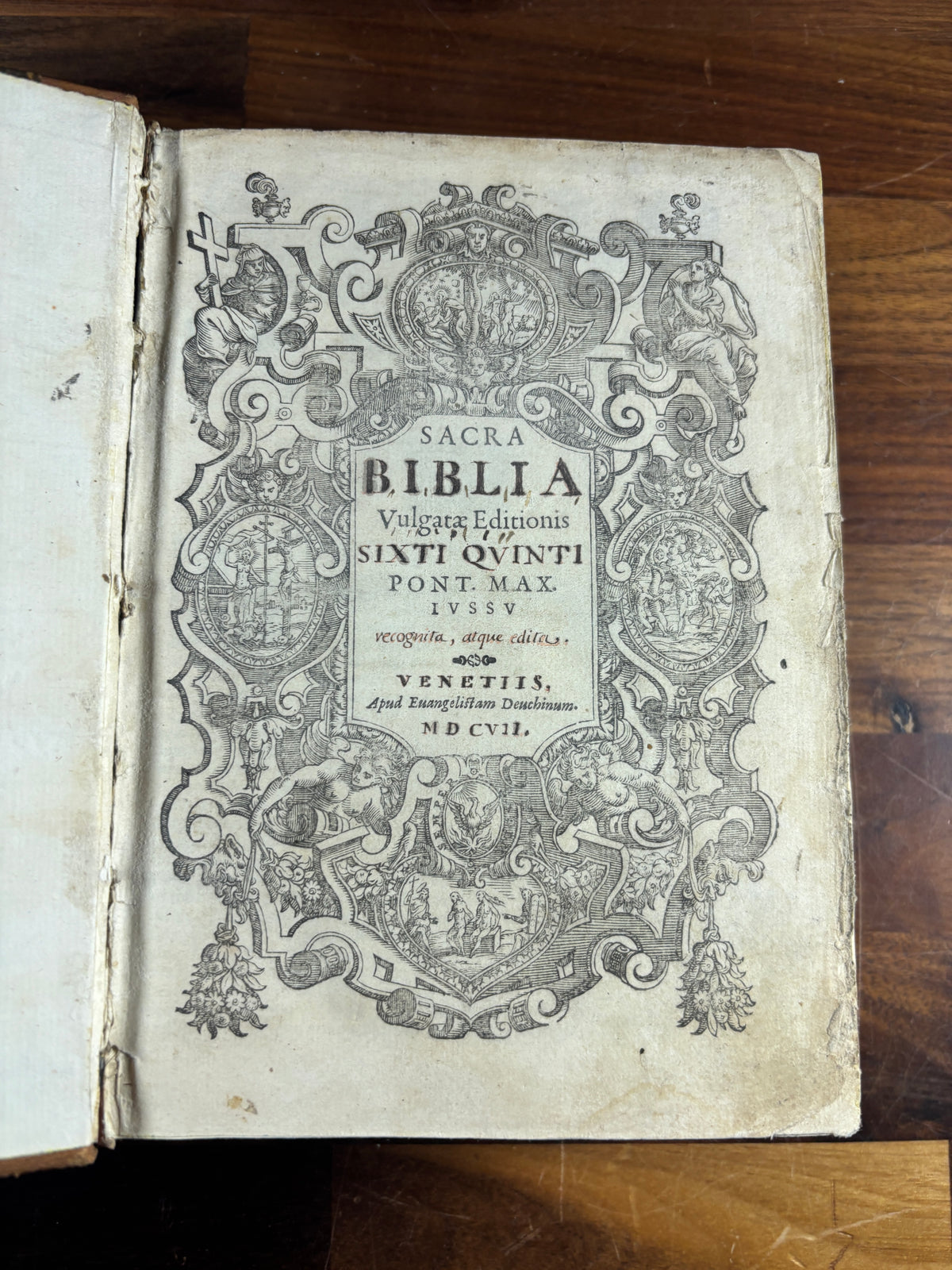 1607 Sacra Biblia, Sixto-Clementine Vulgate, Venice, Deuchino, Illustrated & Uncensored