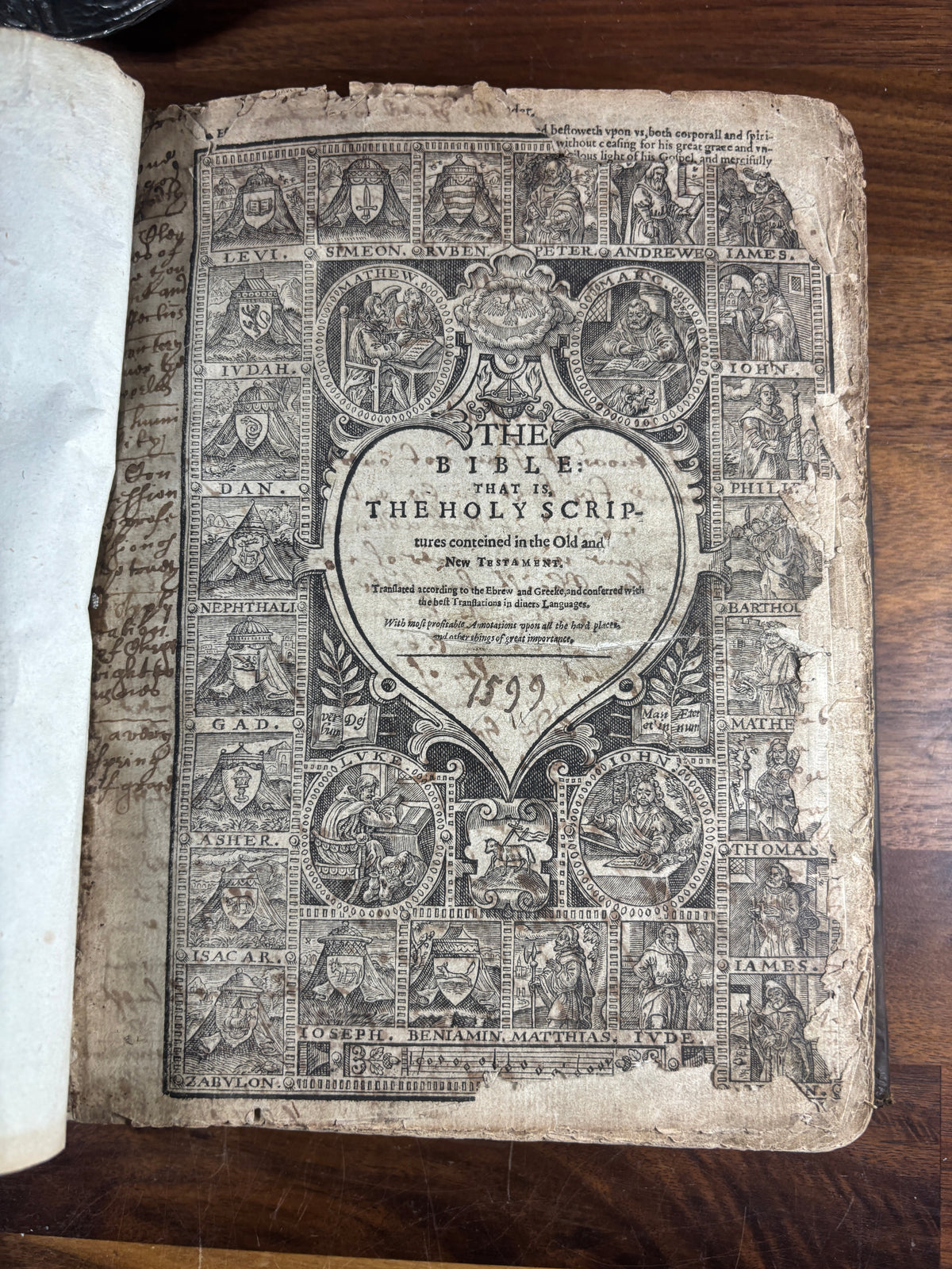 1599 Geneva “Breeches” Bible woodcuts, Tomson & Junius, Maps & Early Provenance