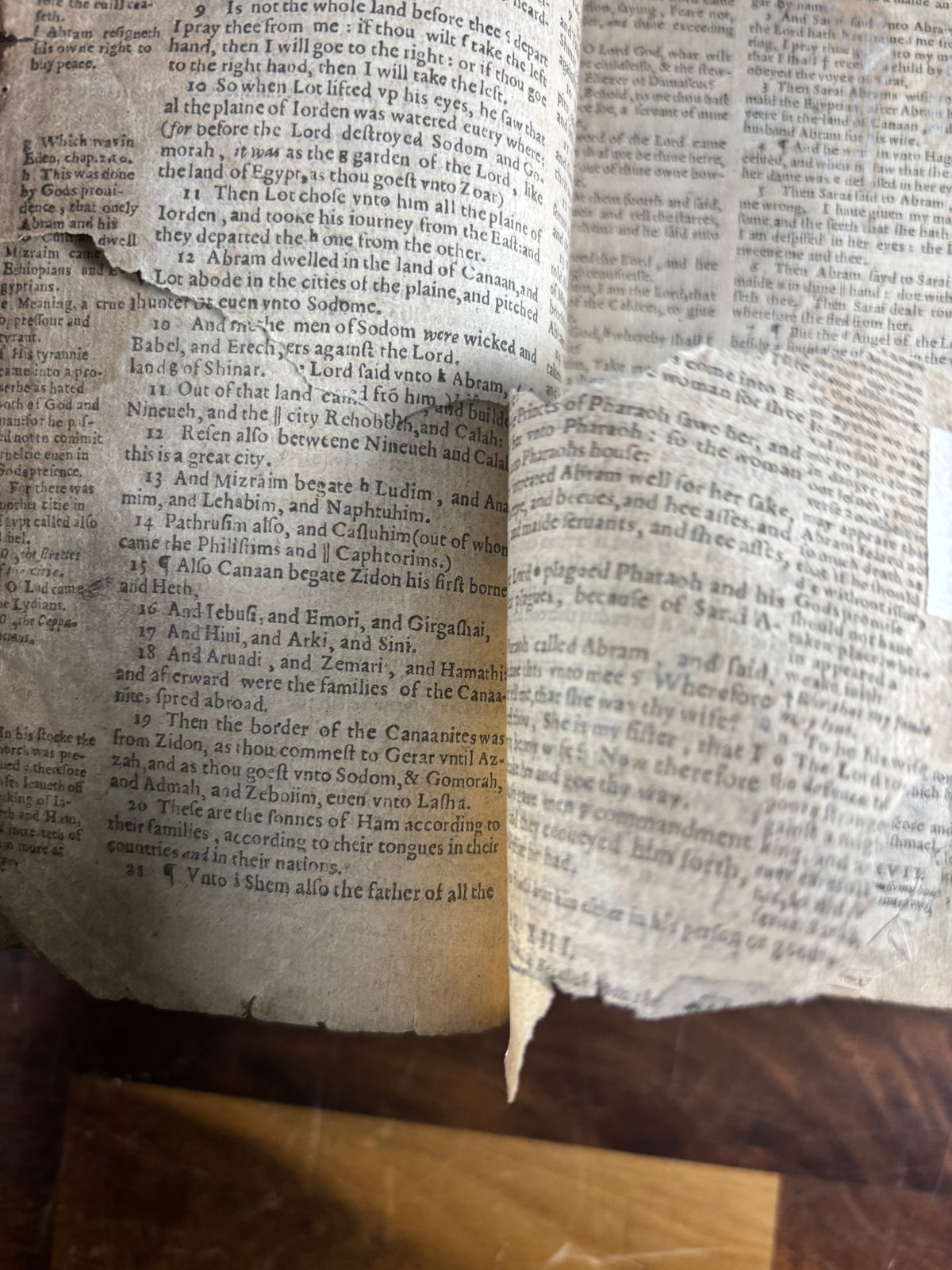 1599 Geneva “Breeches” Bible woodcuts, Tomson & Junius, Maps & Early Provenance