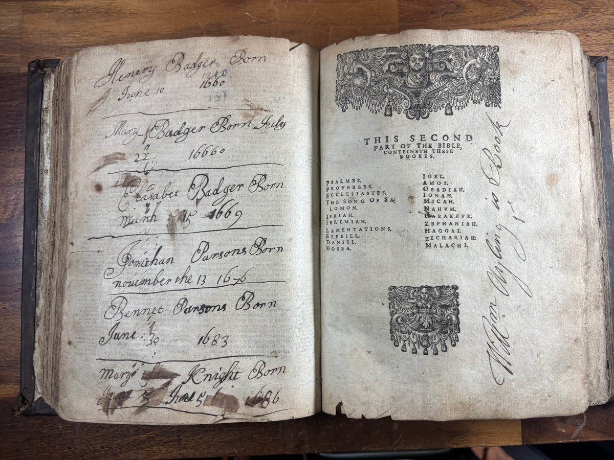 1599 Geneva “Breeches” Bible woodcuts, Tomson & Junius, Maps & Early Provenance
