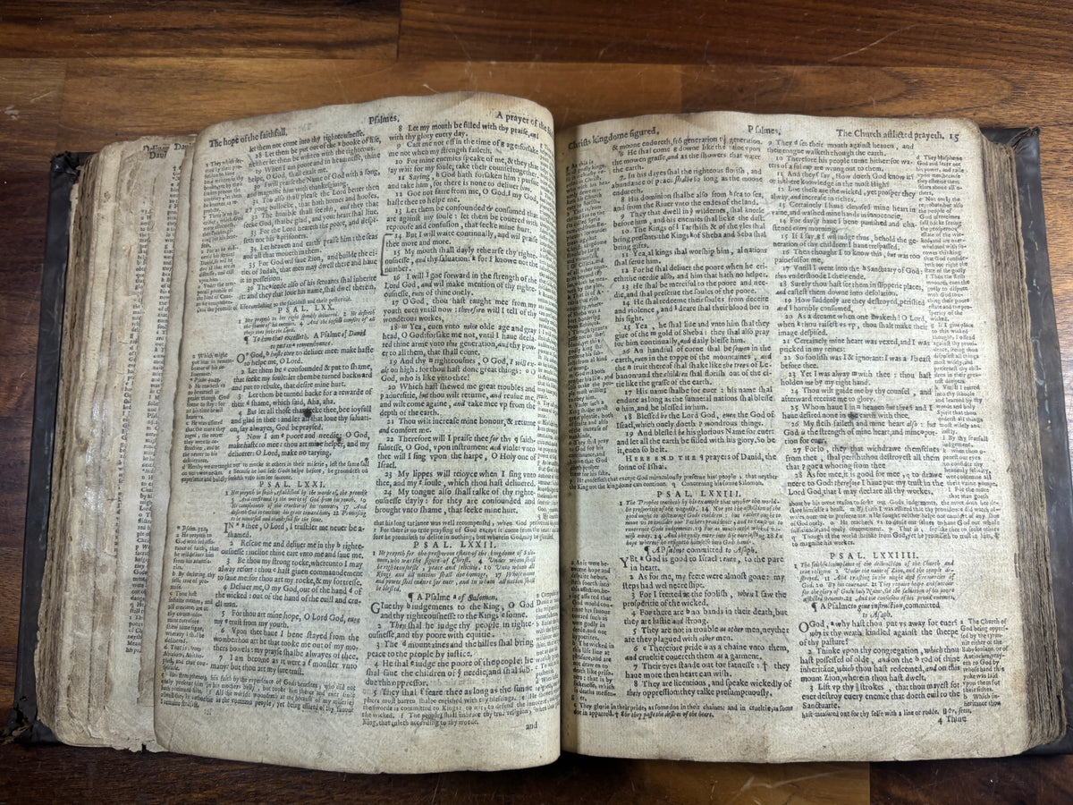1599 Geneva “Breeches” Bible woodcuts, Tomson & Junius, Maps & Early Provenance