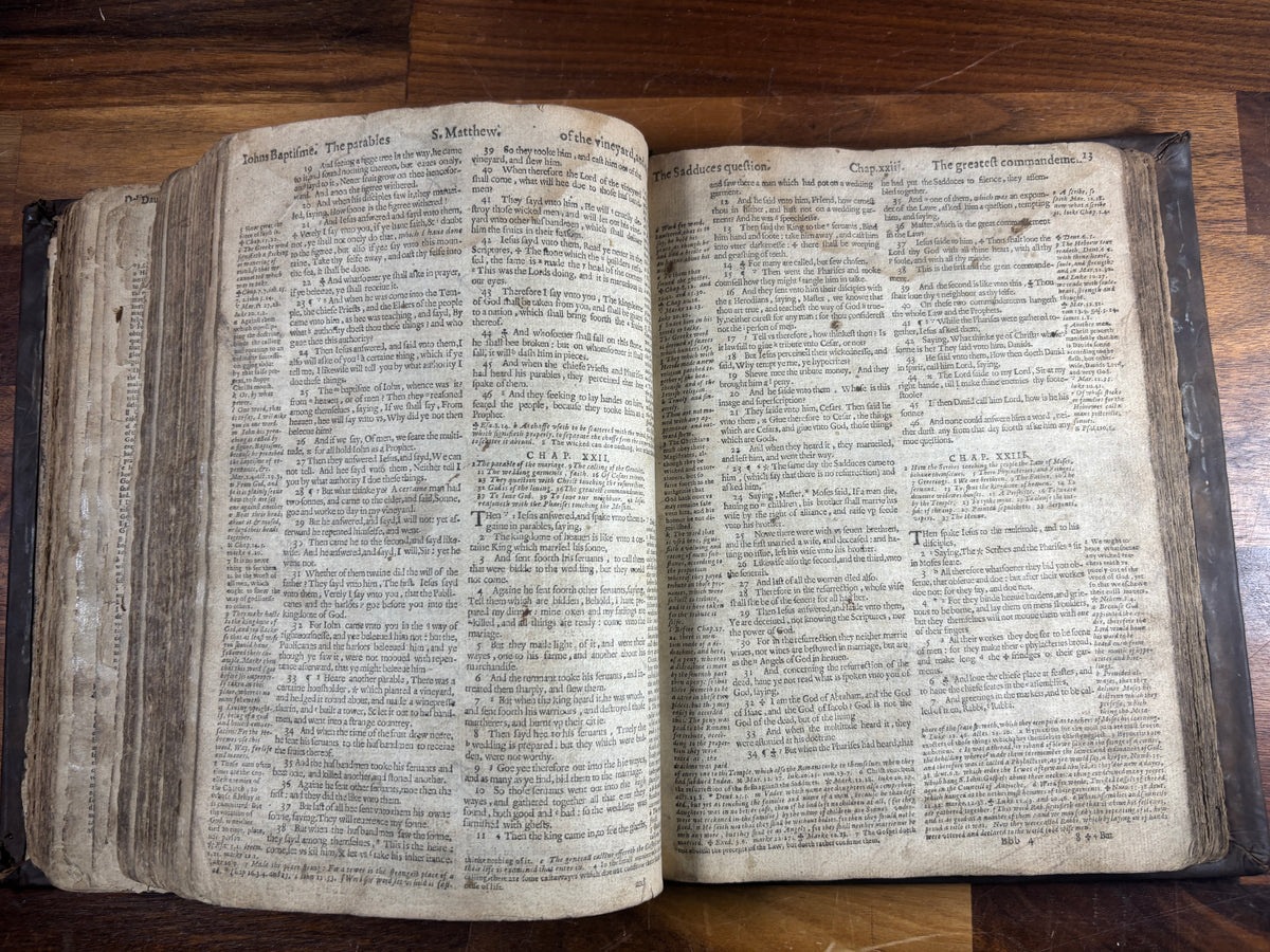 1599 Geneva “Breeches” Bible woodcuts, Tomson & Junius, Maps & Early Provenance