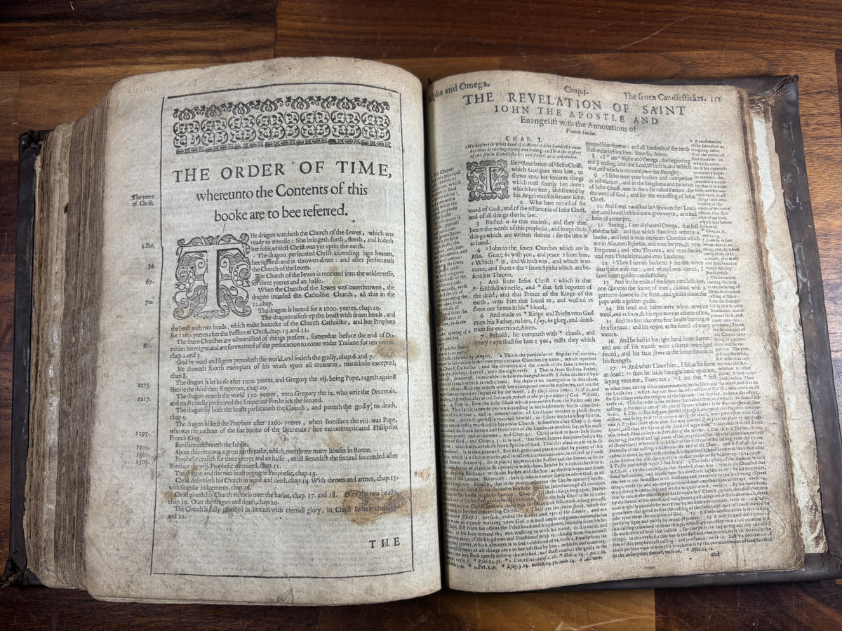1599 Geneva “Breeches” Bible woodcuts, Tomson & Junius, Maps & Early Provenance