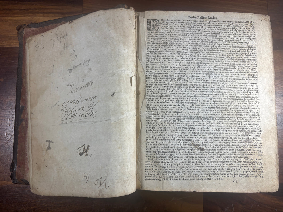1599 Geneva Bible, Herbert 249, Illustrated Quarto, Early Binding and Musical Psalms