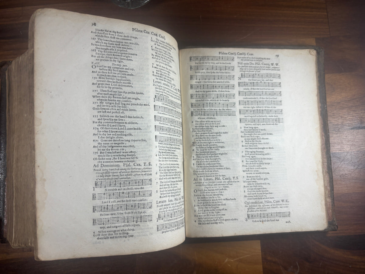 1599 Geneva Bible, Herbert 249, Illustrated Quarto, Early Binding and Musical Psalms