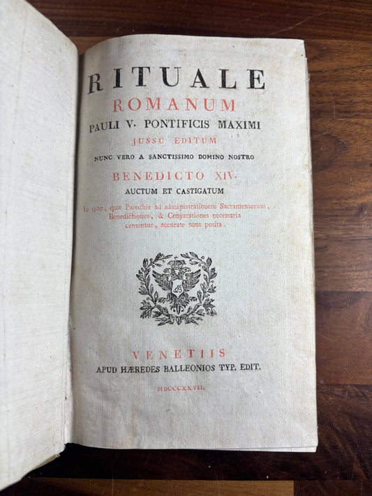 1827 Rituale Romanum, Roman Catholic Ritual, Exorcisms, Venice, Bound in Vellum