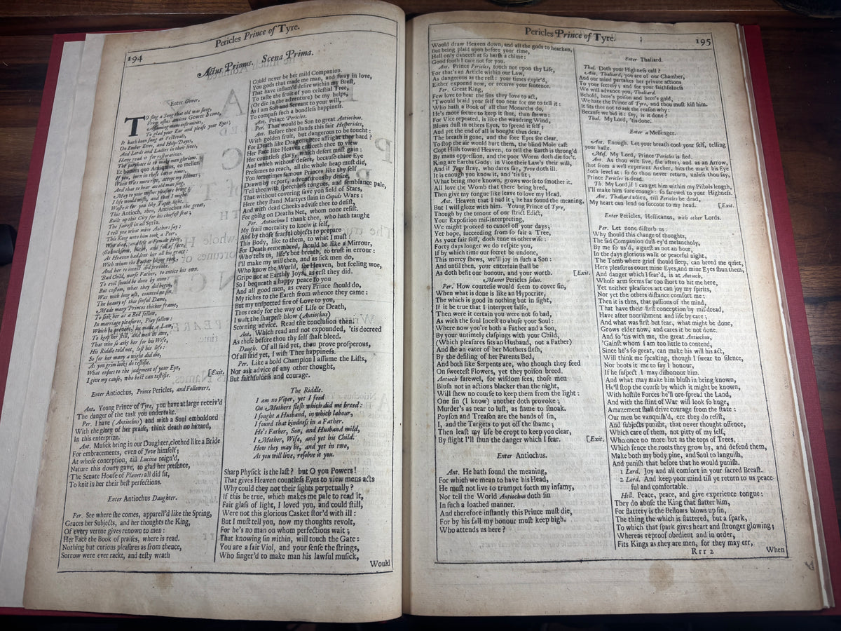 William Shakespeare, Pericles & The London Prodigal, Fourth Folio Fragment, 1685