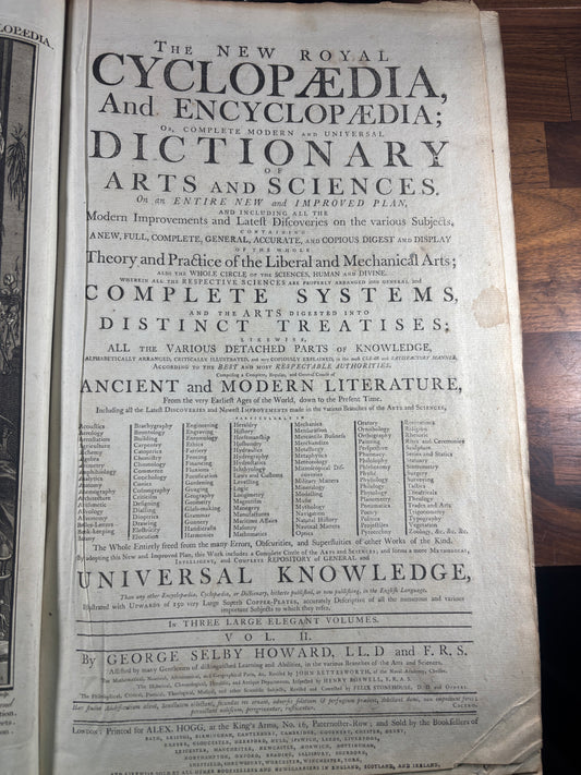 The New Royal Cyclopædia and Encyclopædia, George Selby Howard, c.1790 3 Vols